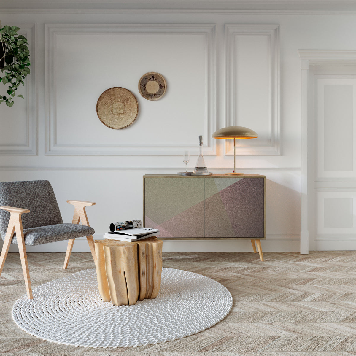 BEIGE GEOMETRY Dvoudveřová komoda