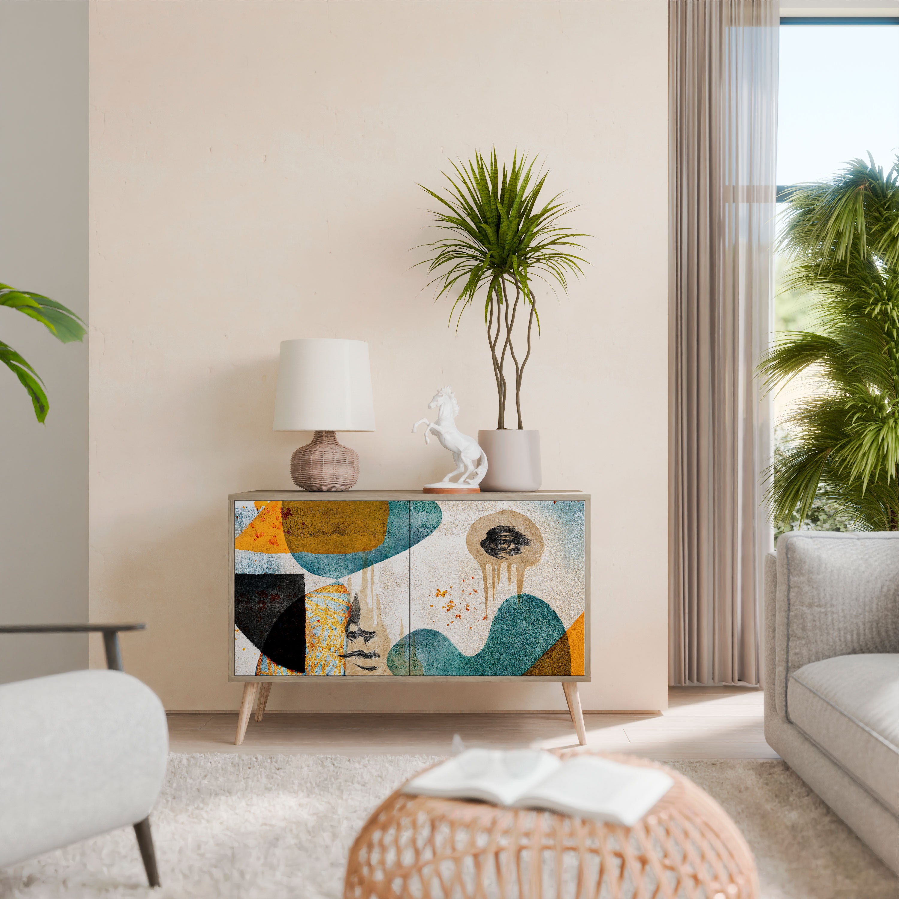 ABSTRACT FACES 2-Door Sideboard