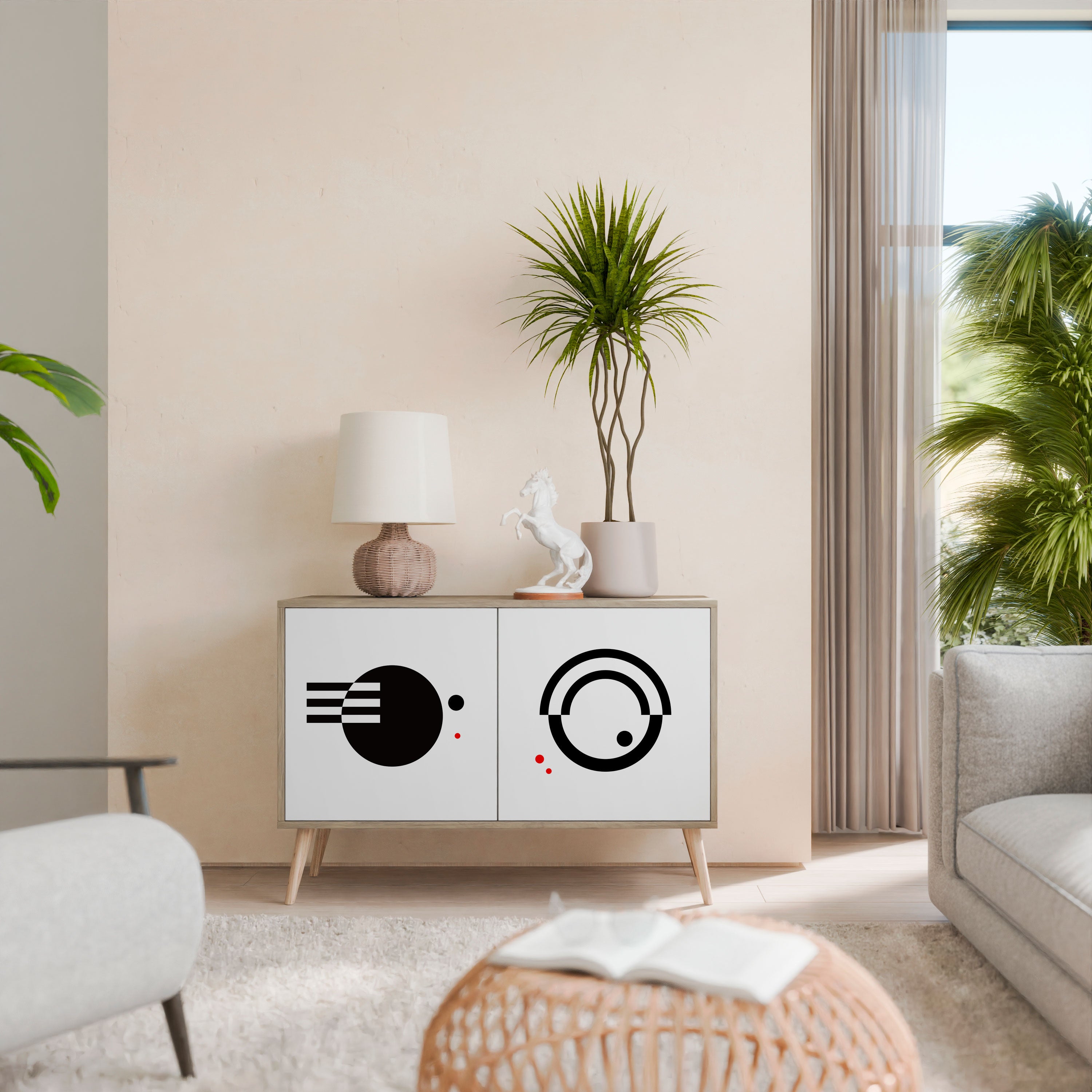 BLACK AND WHITE COMBINATION 2-Door Sideboard