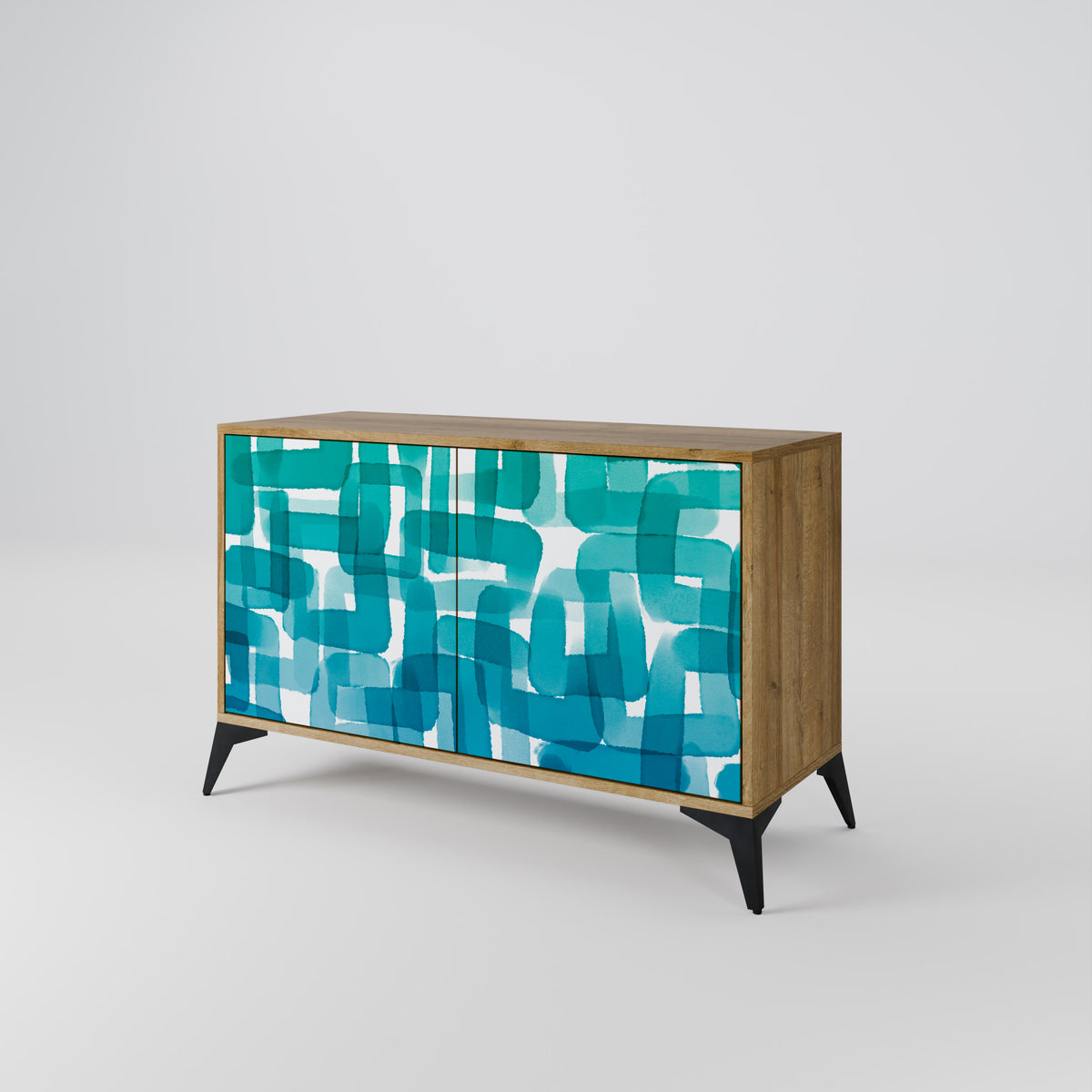 TURQUOISE RECTANGLES Dvoudveřová komoda