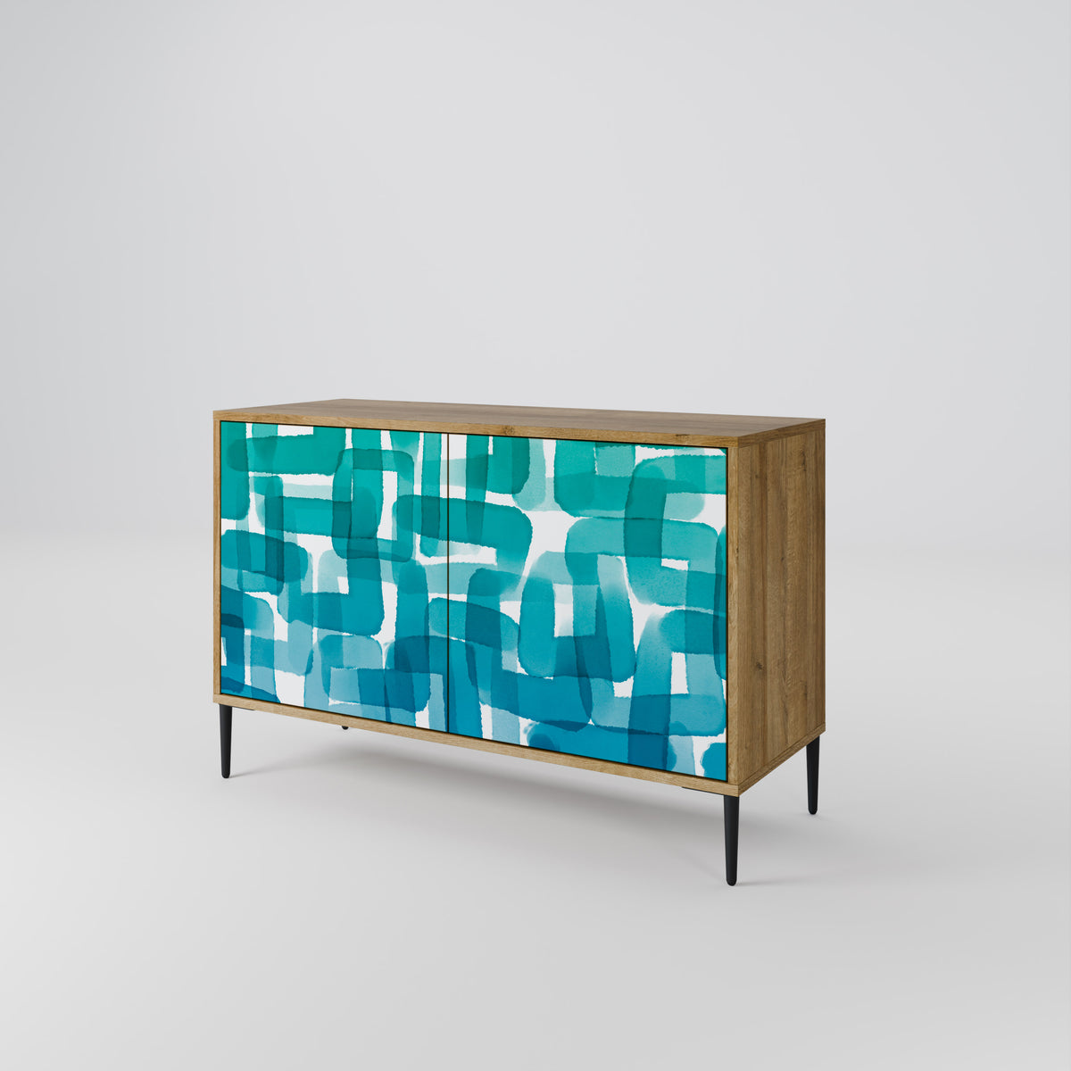 TURQUOISE RECTANGLES Dvoudveřová komoda