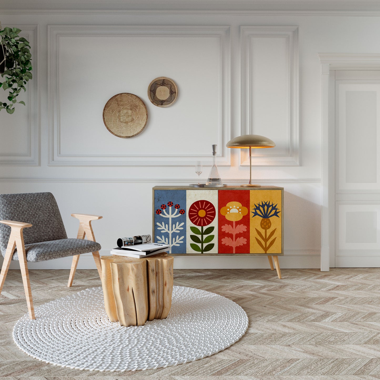 SCANDIC FLOWERET Dvoudveřová komoda