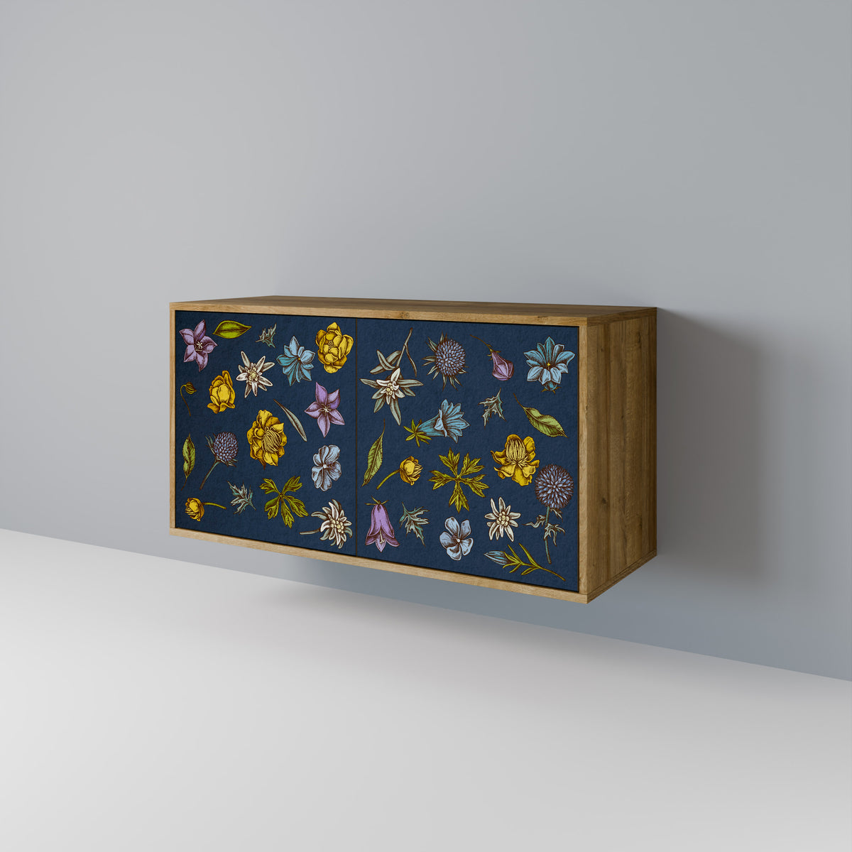 FLOWERS ON NAVY BLUE Dvoudveřová komoda