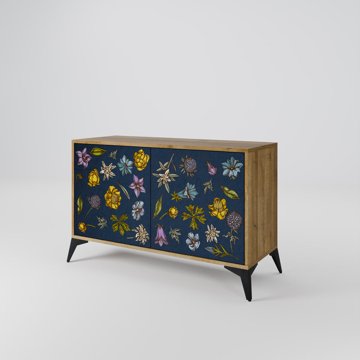 FLOWERS ON NAVY BLUE Dvoudveřová komoda
