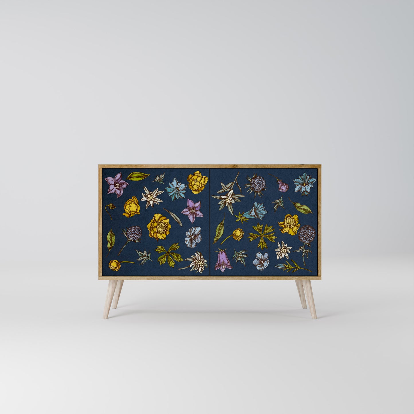 FLOWERS ON NAVY BLUE Dvoudveřová komoda