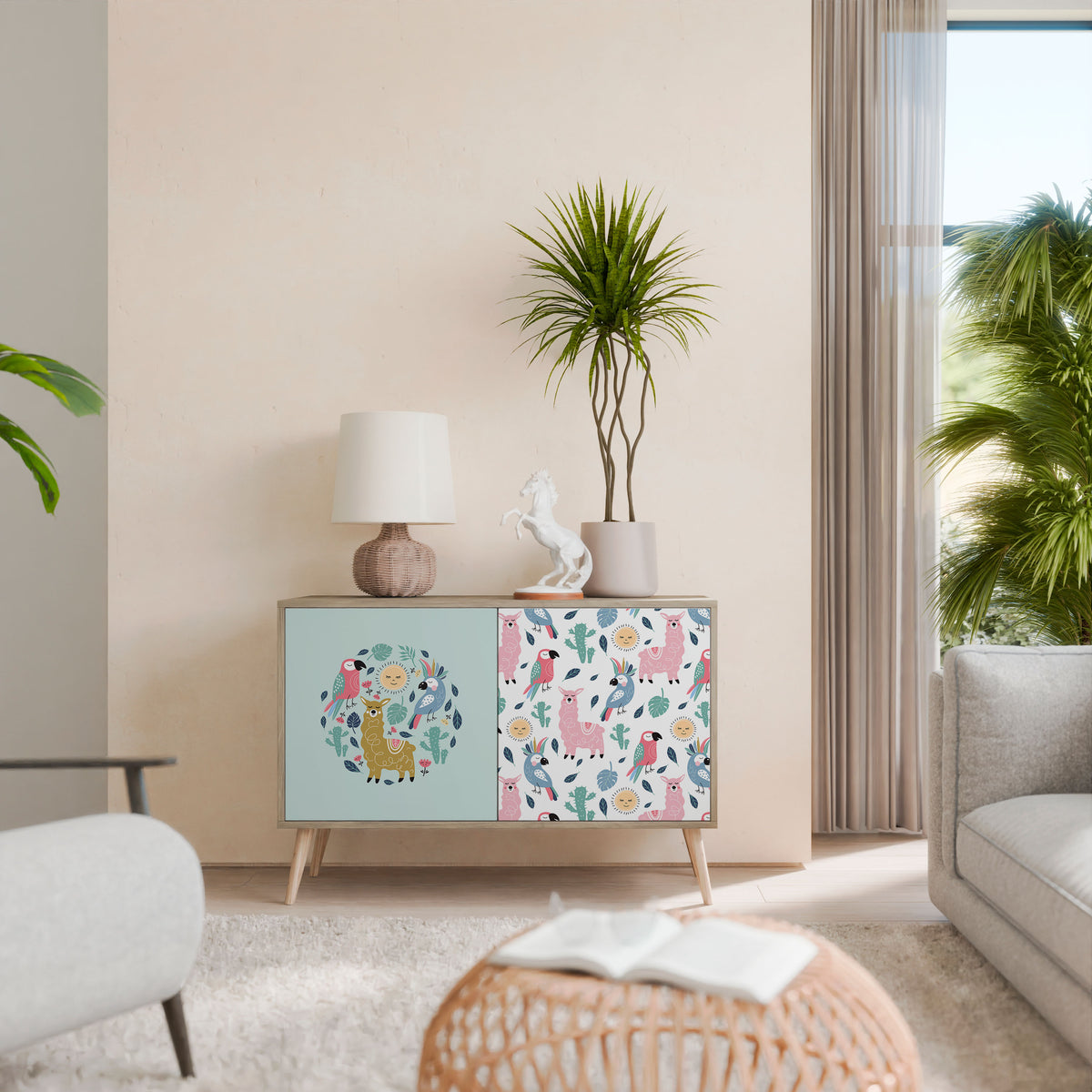 COLORFUL ALPACAS Dvoudveřová komoda