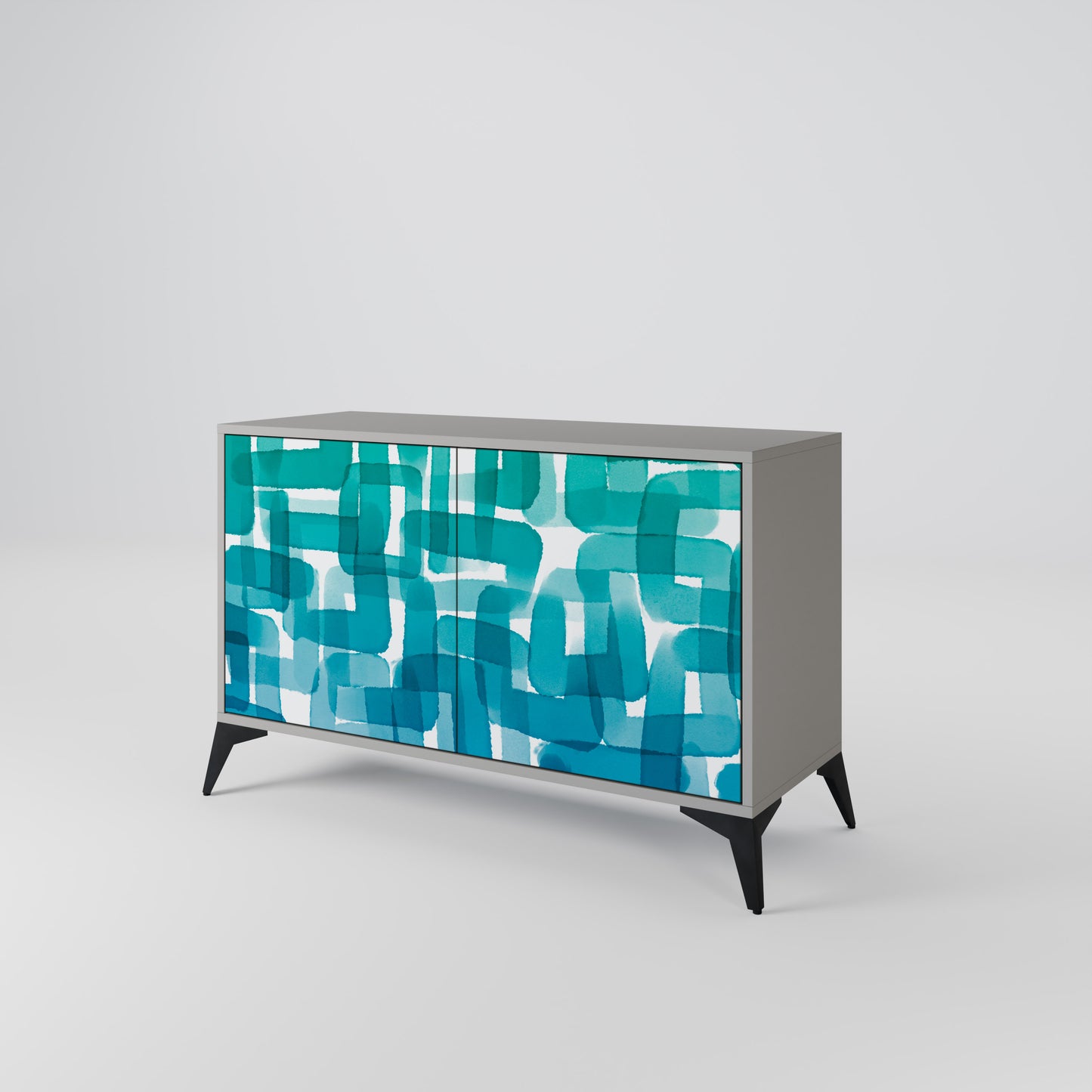 TURQUOISE RECTANGLES Dvoudveřová komoda