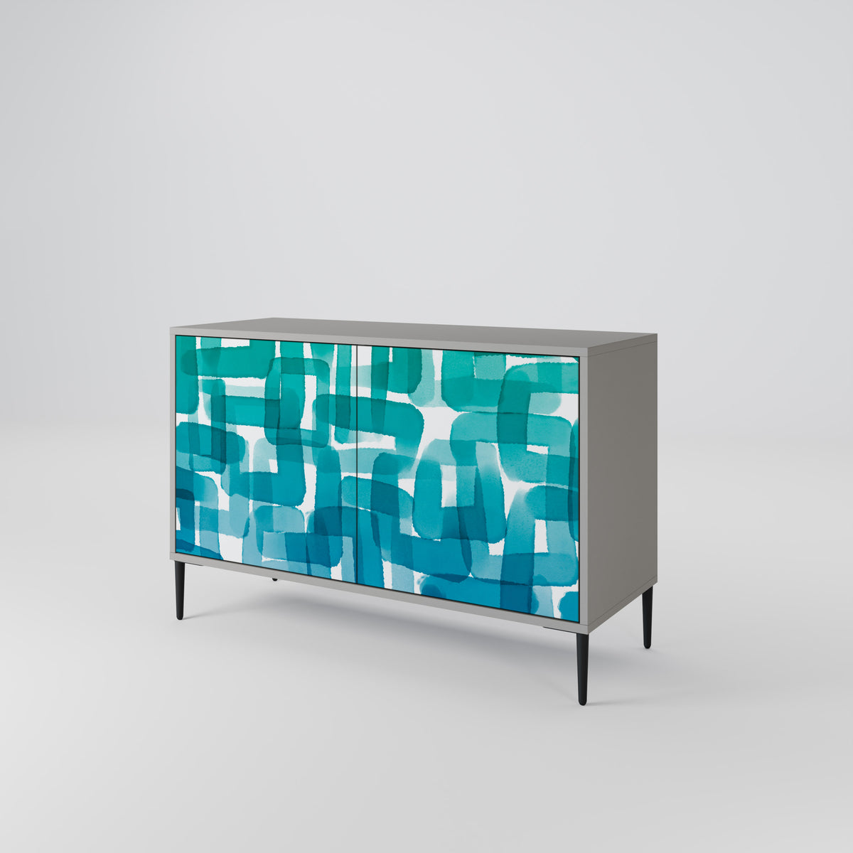 TURQUOISE RECTANGLES Dvoudveřová komoda