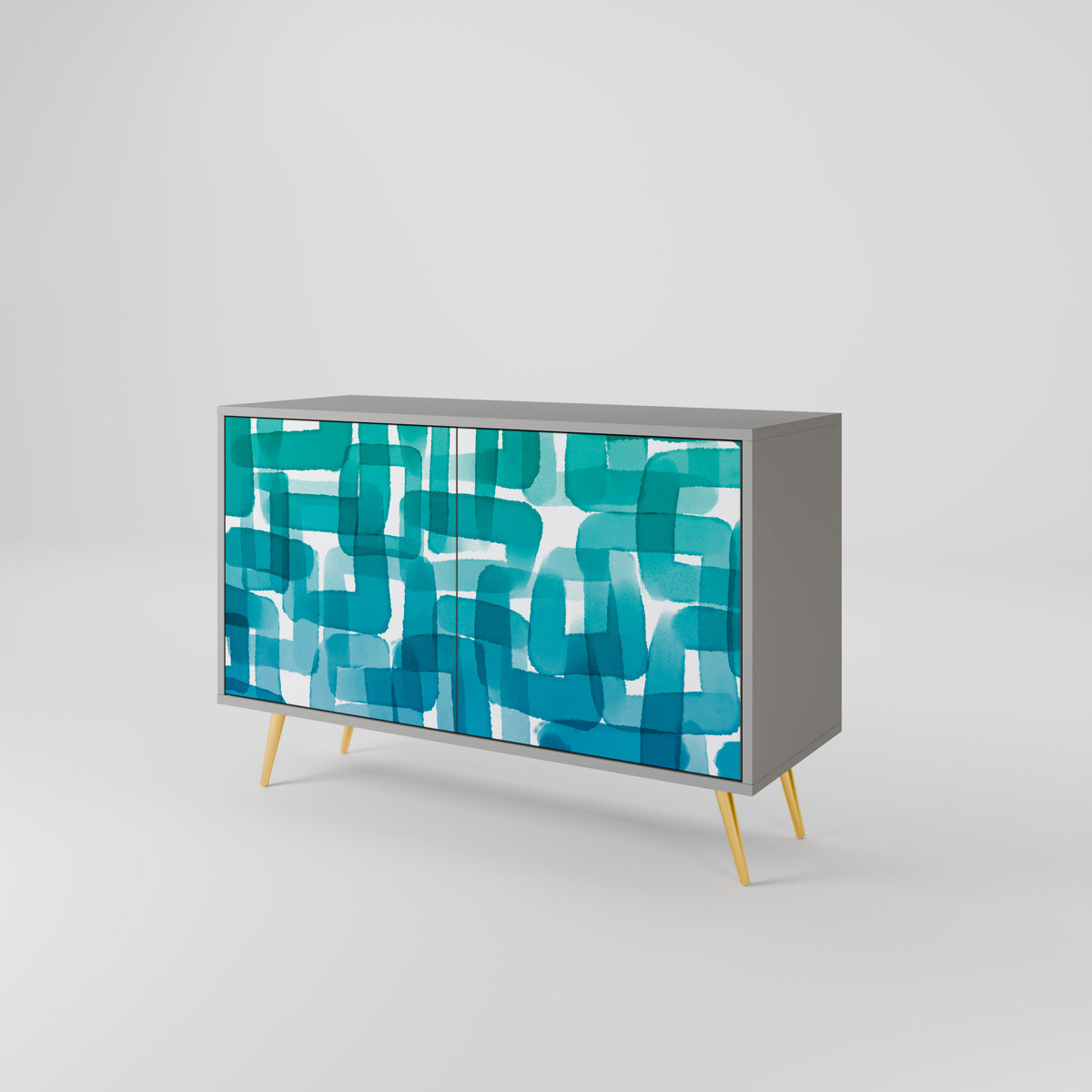TURQUOISE RECTANGLES Dvoudveřová komoda