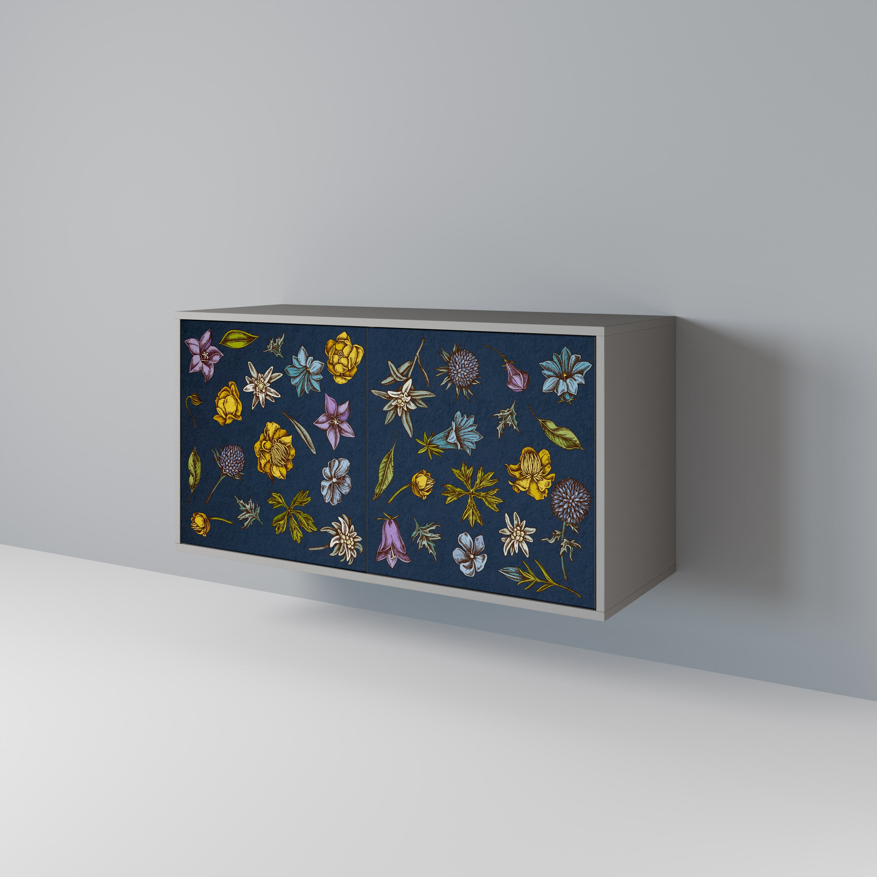 FLOWERS ON NAVY BLUE 2-Door Sideboard