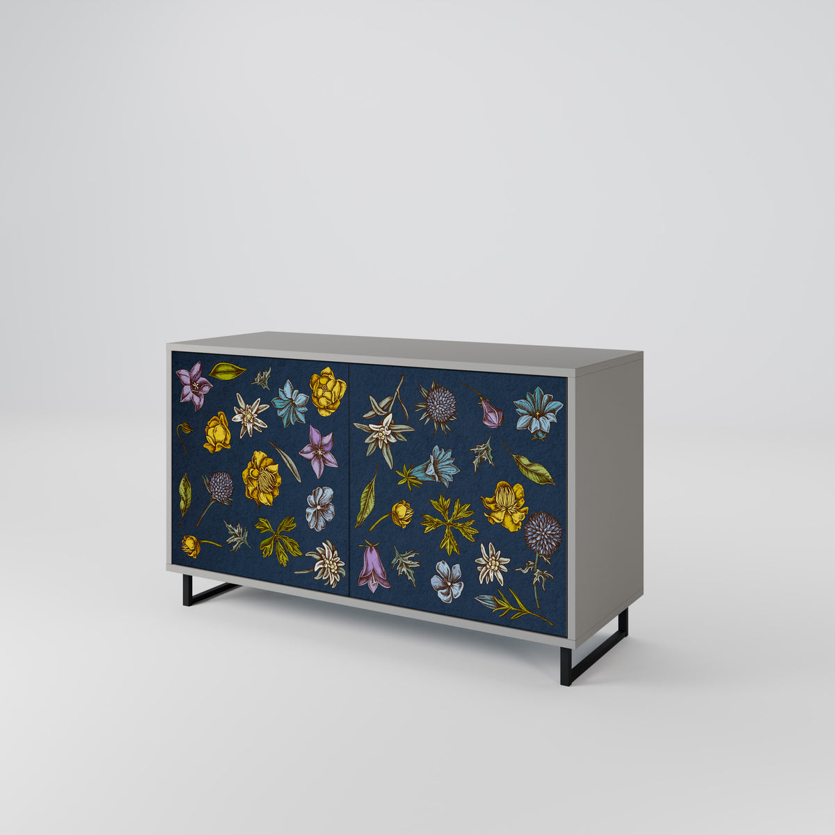 FLOWERS ON NAVY BLUE Dvoudveřová komoda