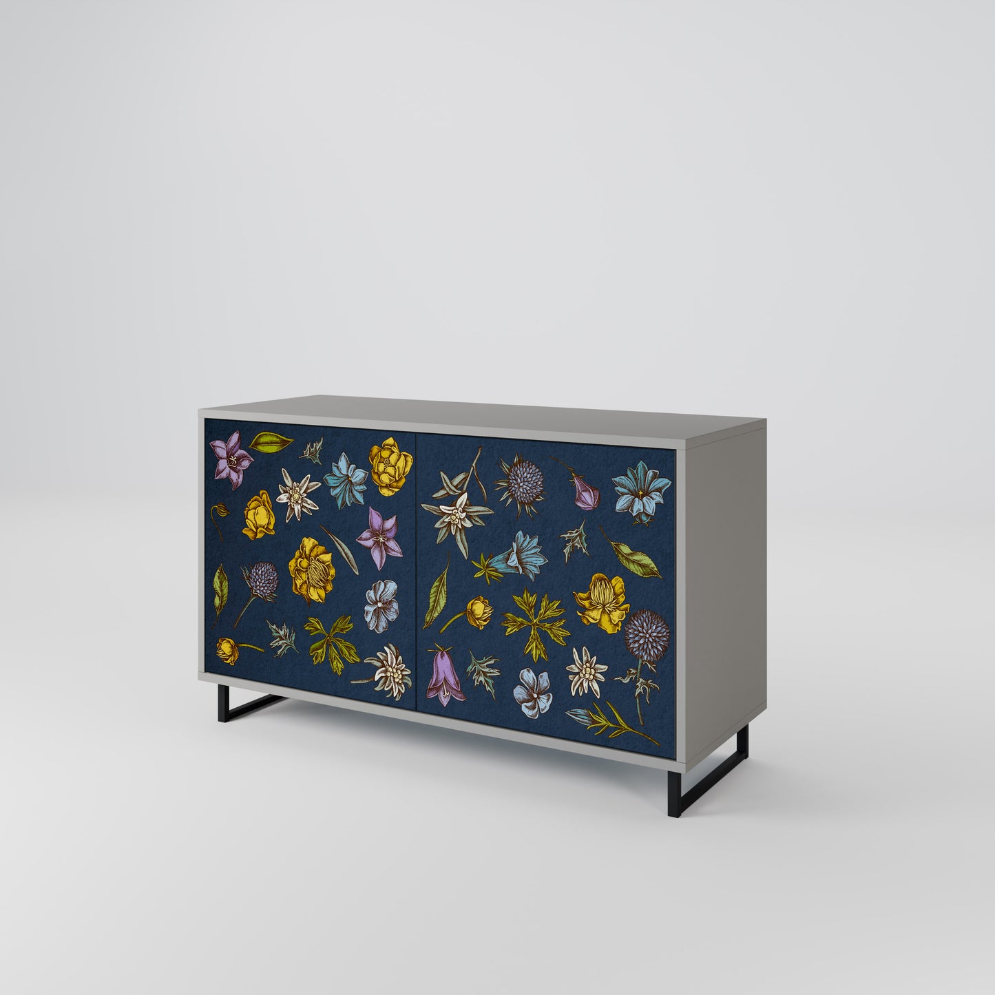 FLOWERS ON NAVY BLUE Dvoudveřová komoda