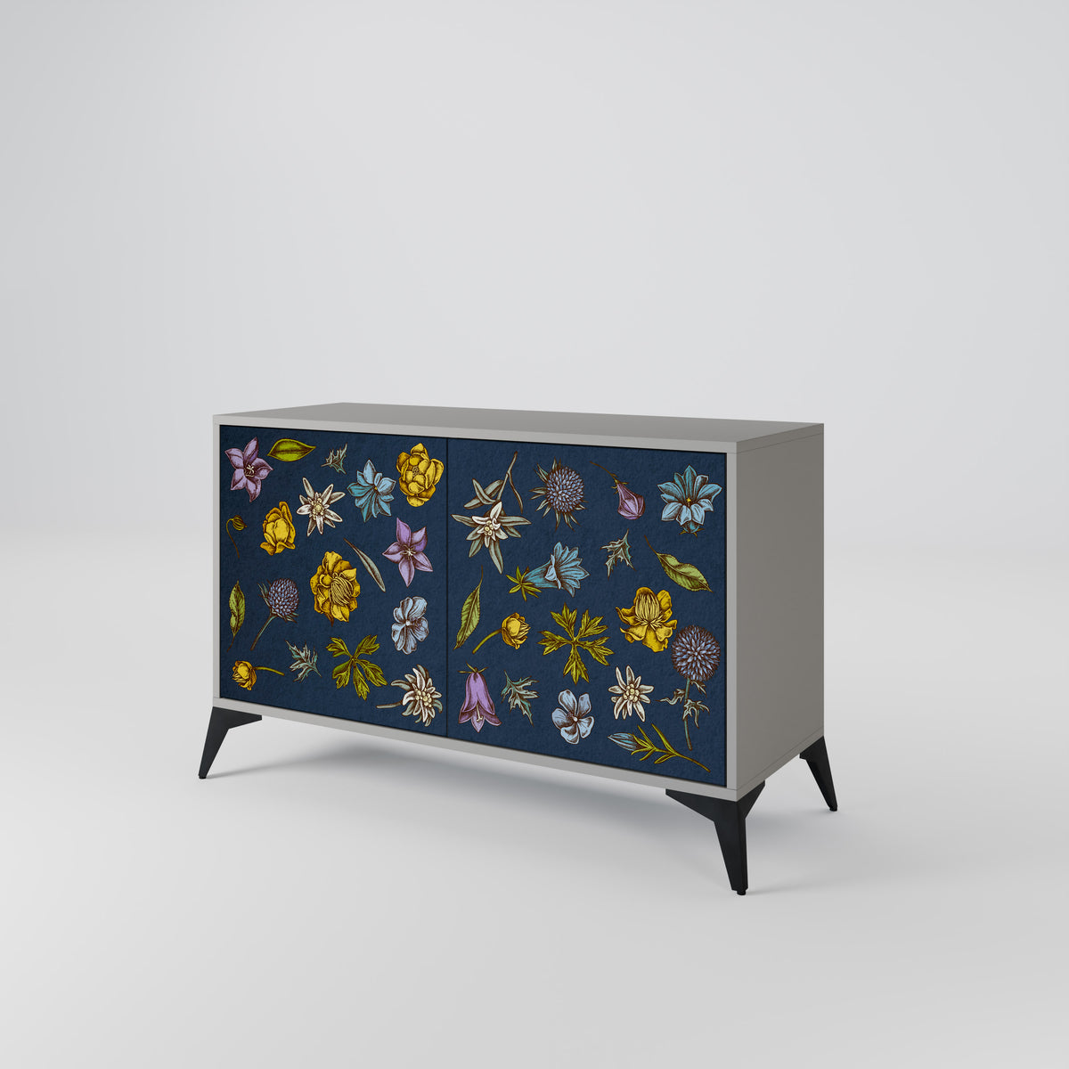 FLOWERS ON NAVY BLUE Dvoudveřová komoda