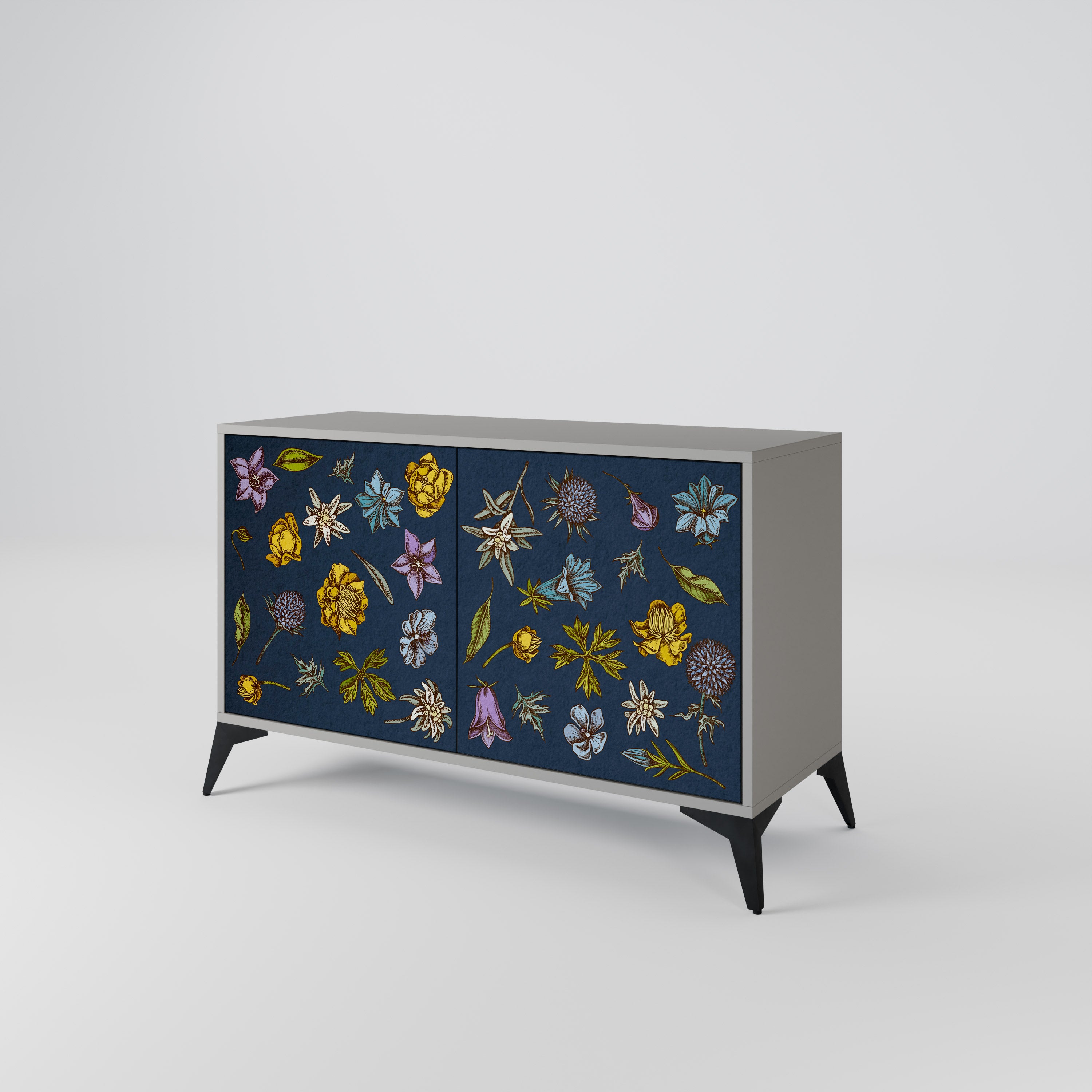FLOWERS ON NAVY BLUE 2-Door Sideboard