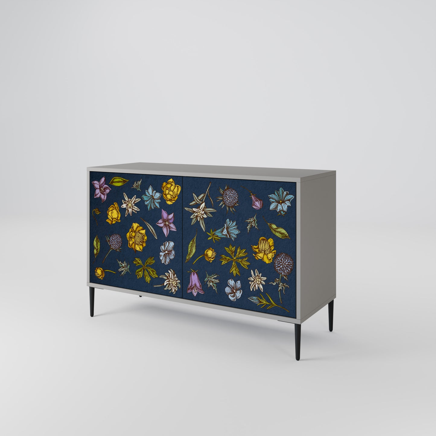 FLOWERS ON NAVY BLUE Dvoudveřová komoda