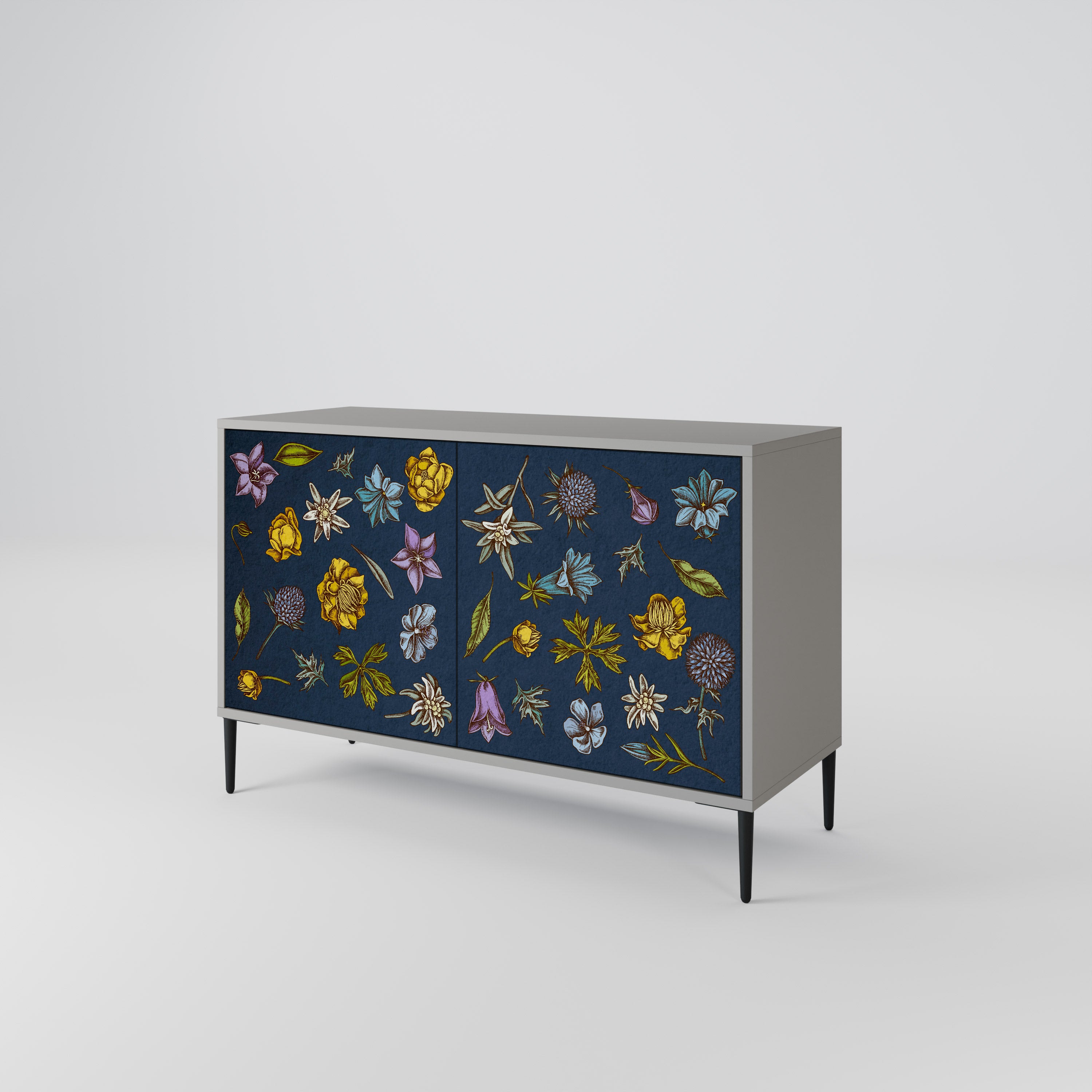 FLOWERS ON NAVY BLUE 2-Door Sideboard