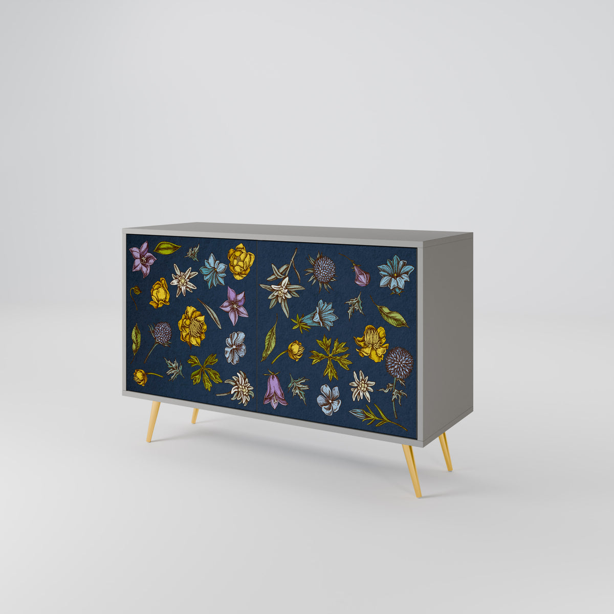 FLOWERS ON NAVY BLUE Dvoudveřová komoda