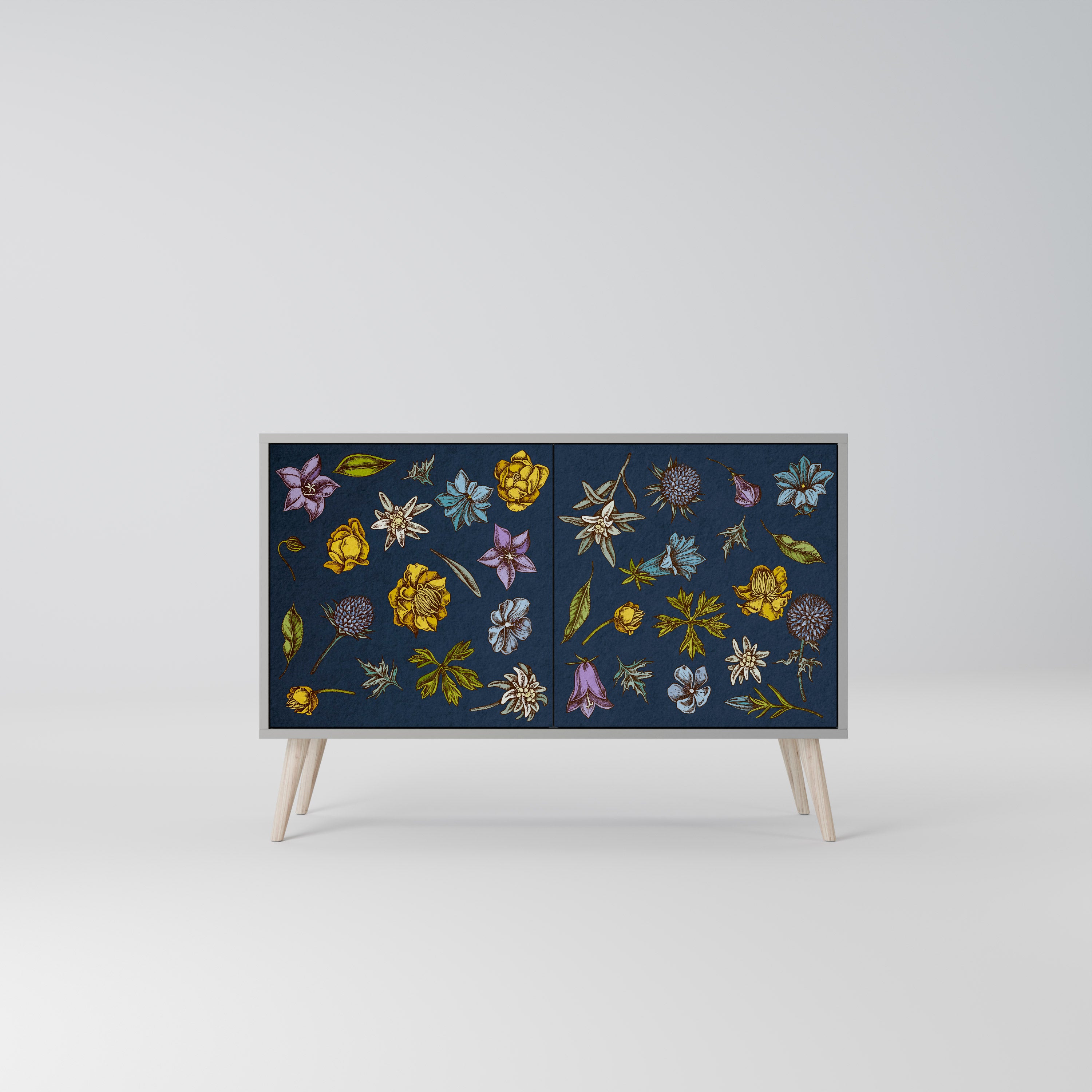 FLOWERS ON NAVY BLUE 2-Door Sideboard