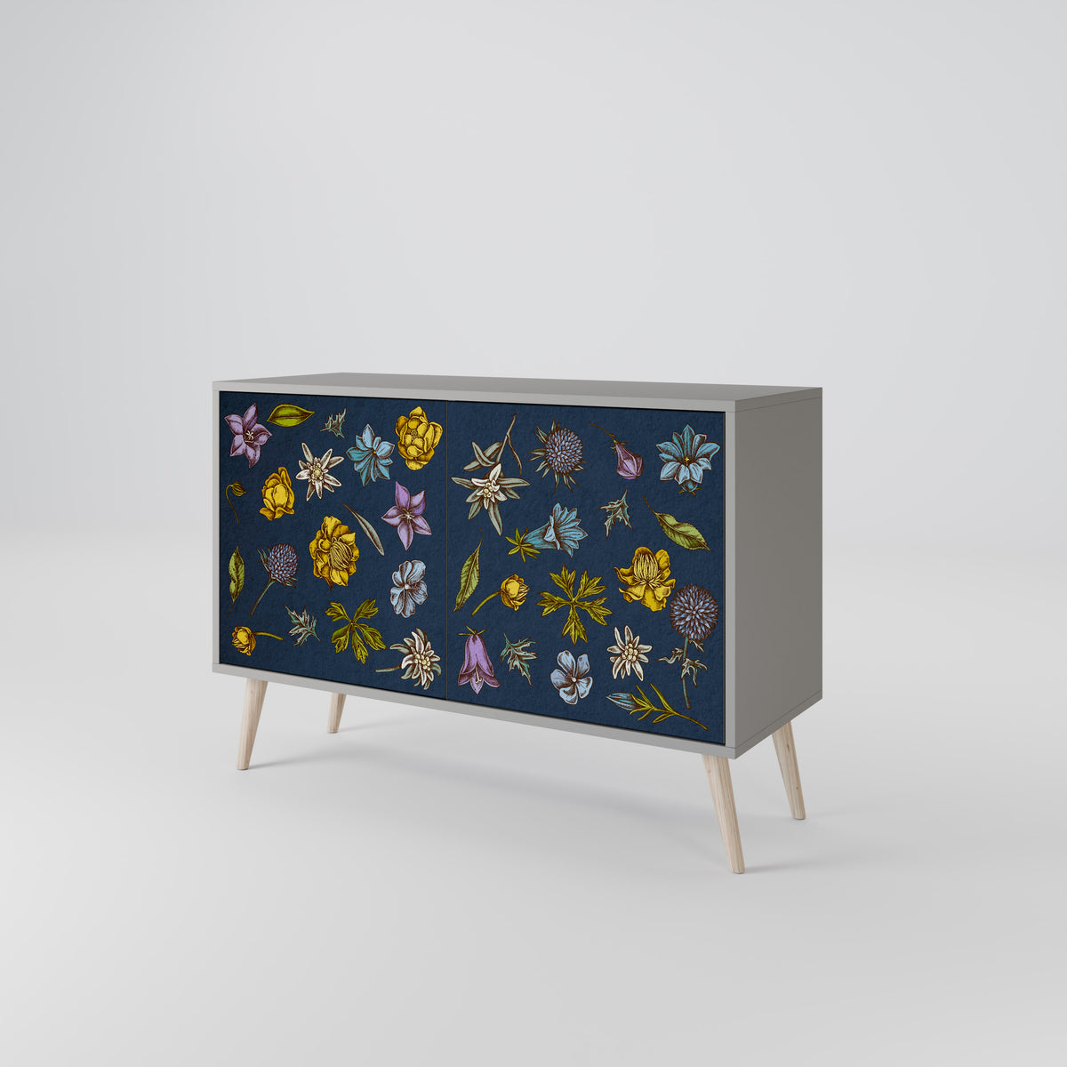 FLOWERS ON NAVY BLUE Dvoudveřová komoda