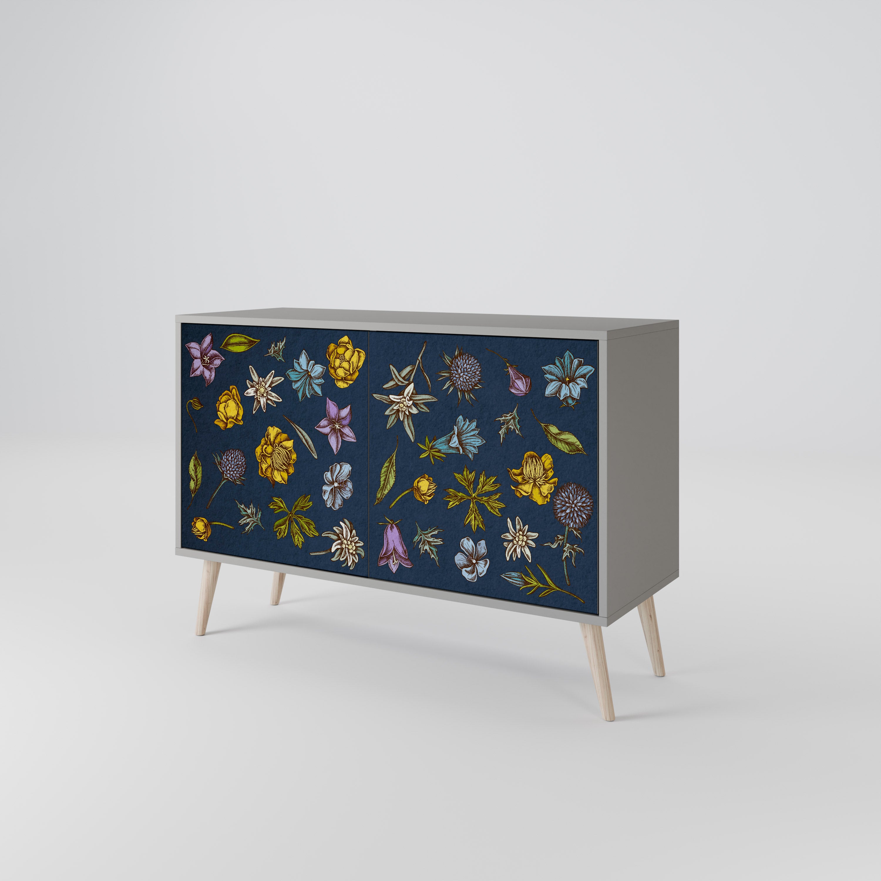 FLOWERS ON NAVY BLUE 2-Door Sideboard
