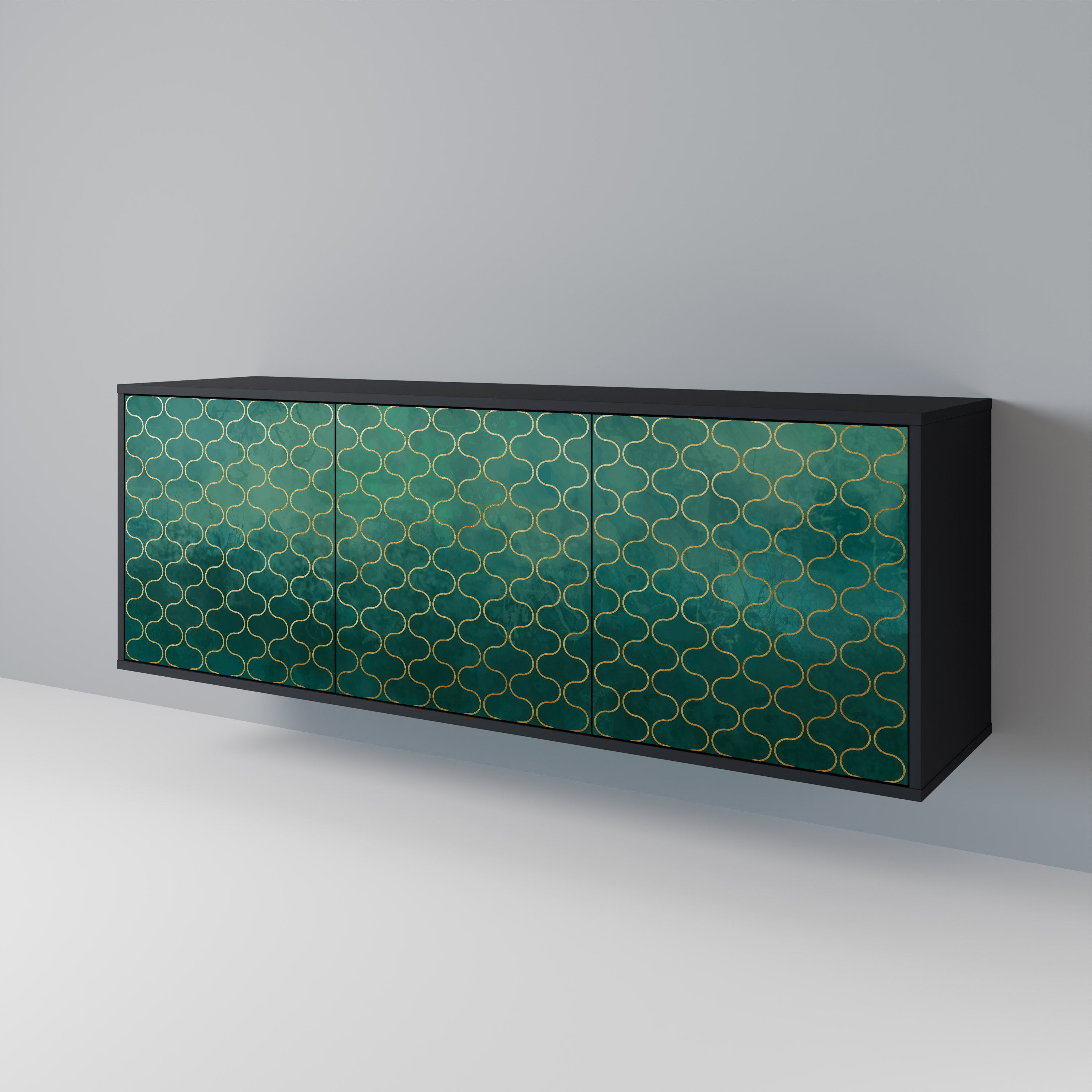 TESSELATED GREENERY Třídveřová komoda