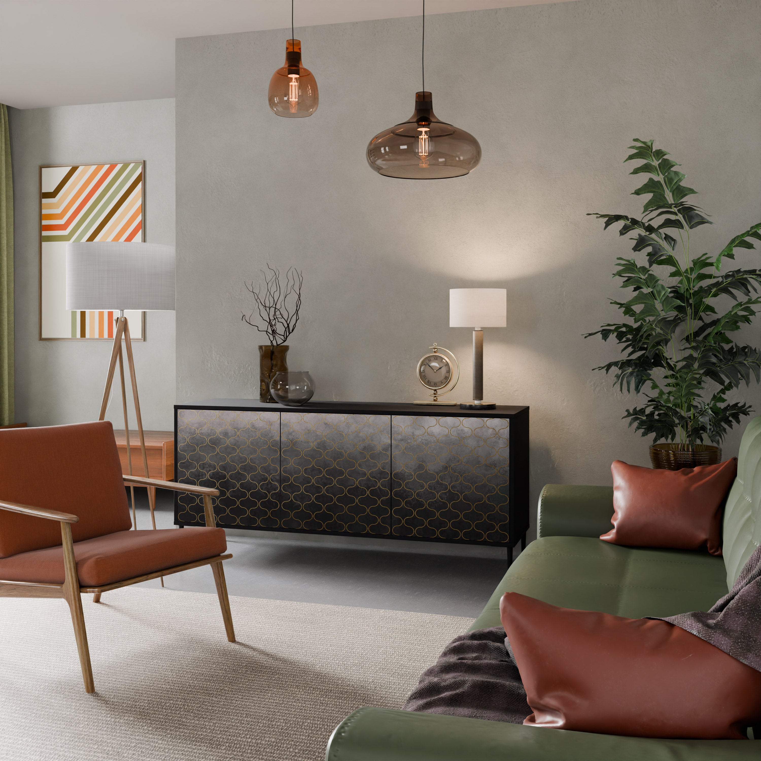 TESSELATED GRAYISH 3-Door Sideboard