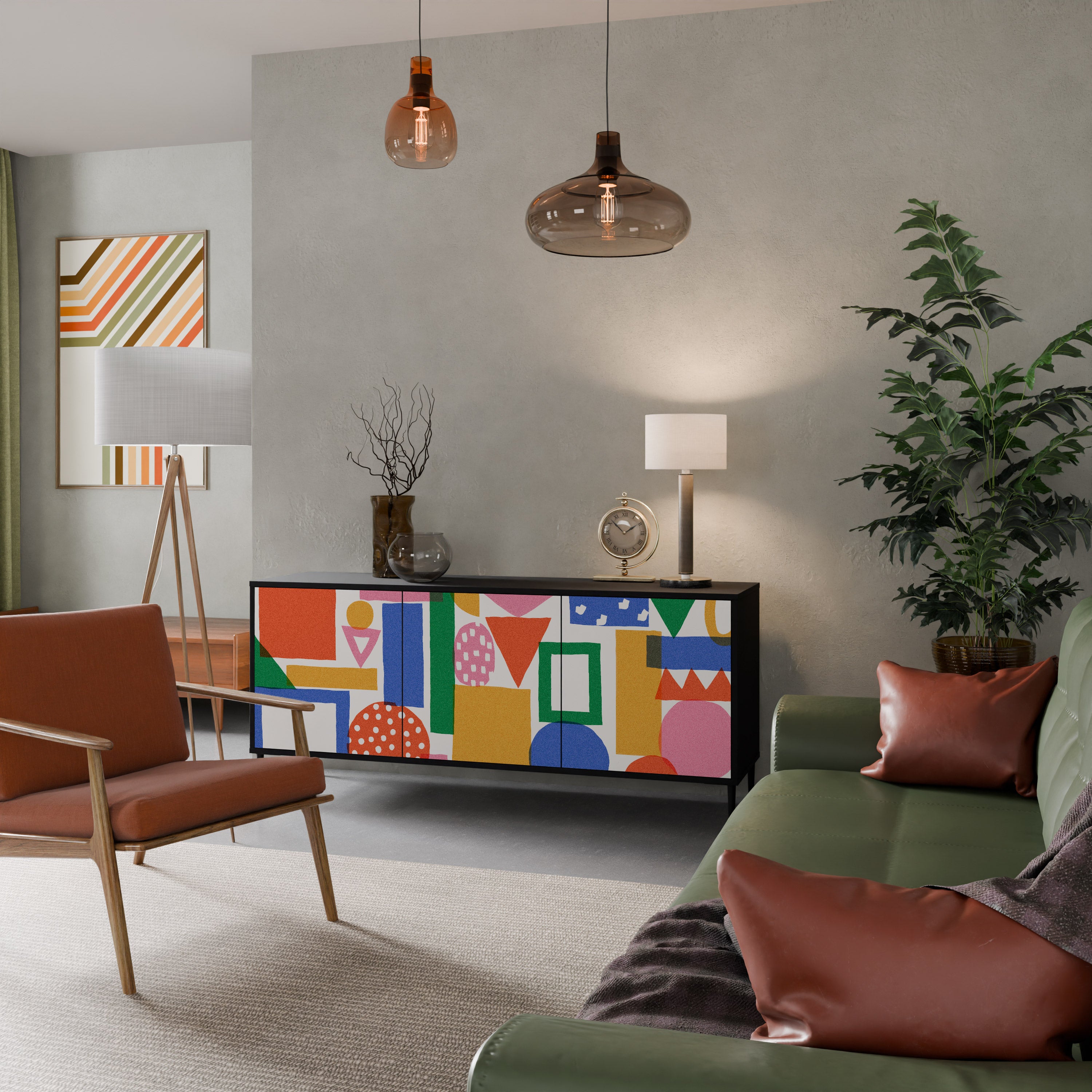 GEOMETRIC GLIMMER Třídveřová komoda