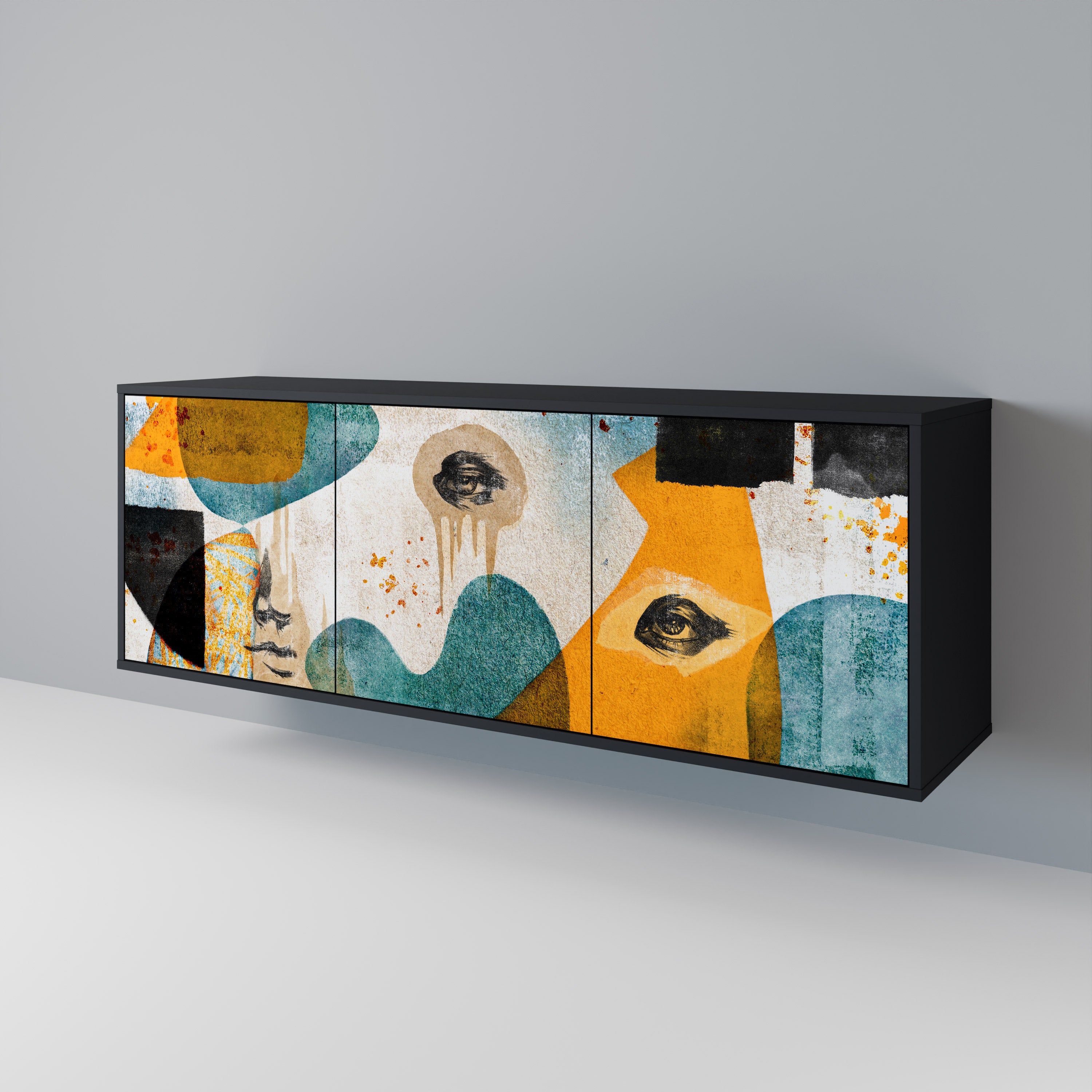 ABSTRACT FACES 3-Door Sideboard