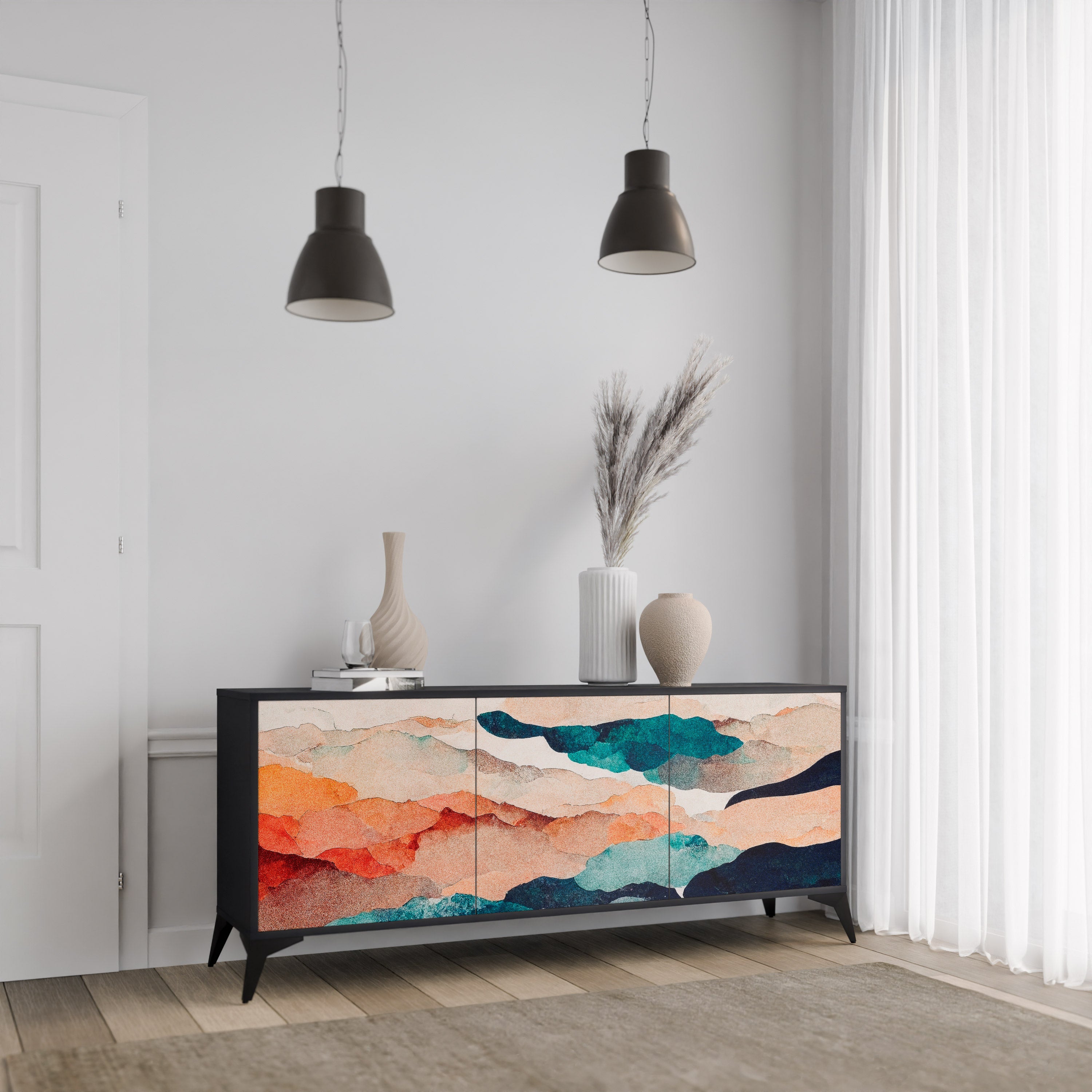 ABSTRACT LANDSCAPE 3-Door Sideboard