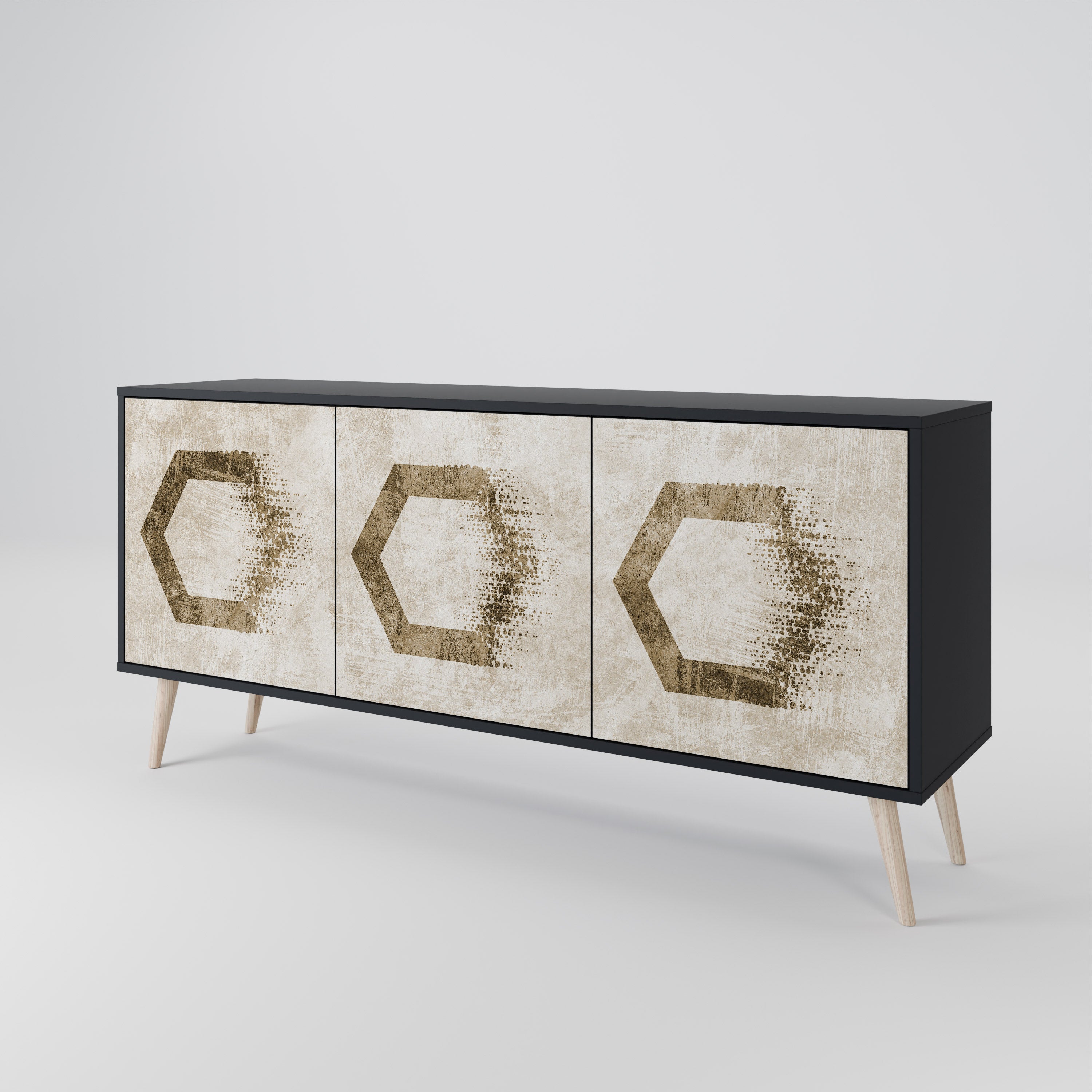 HEXAGONAL SHAPES 3-Door Sideboard