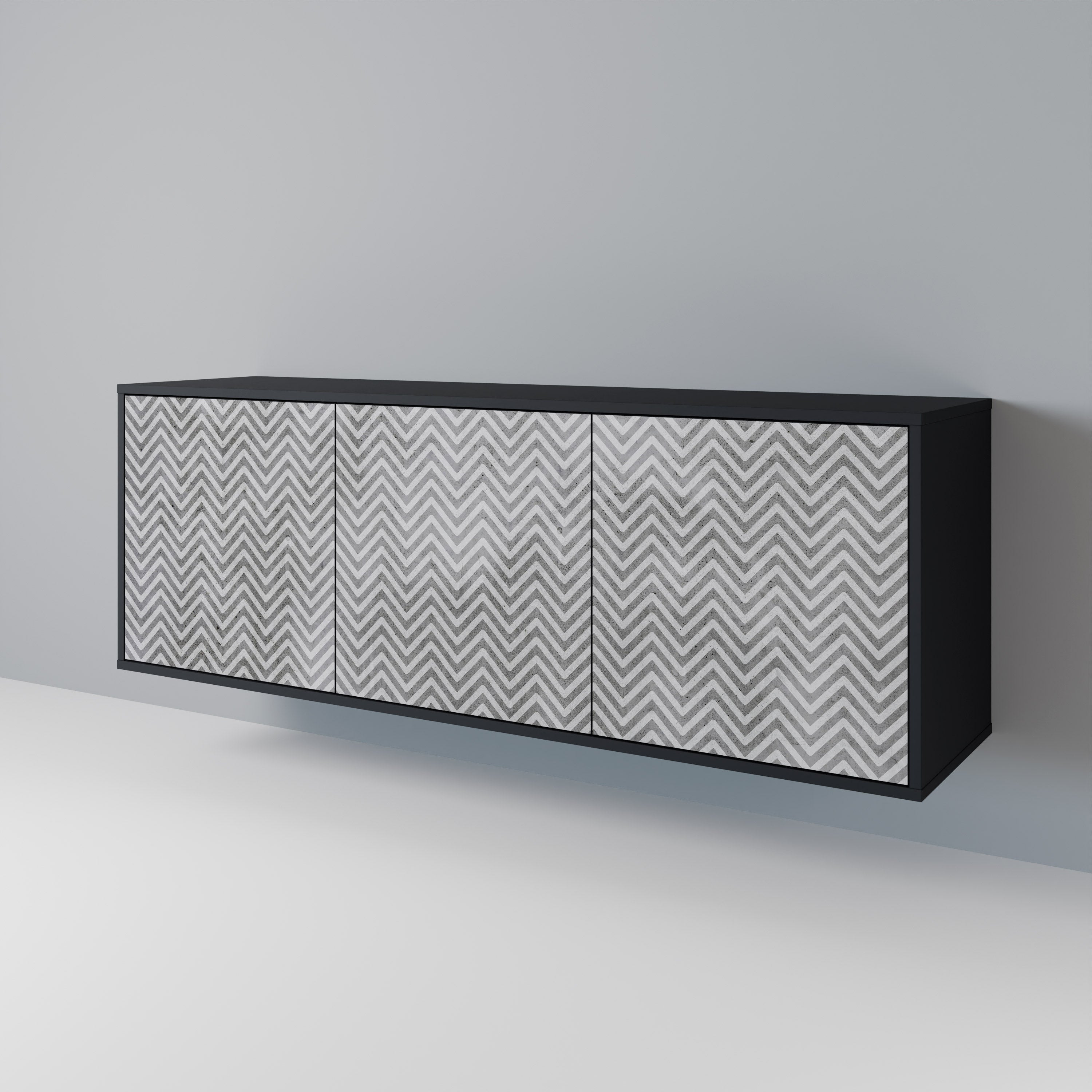 CONCRETE ZIG ZAG Třídveřová komoda