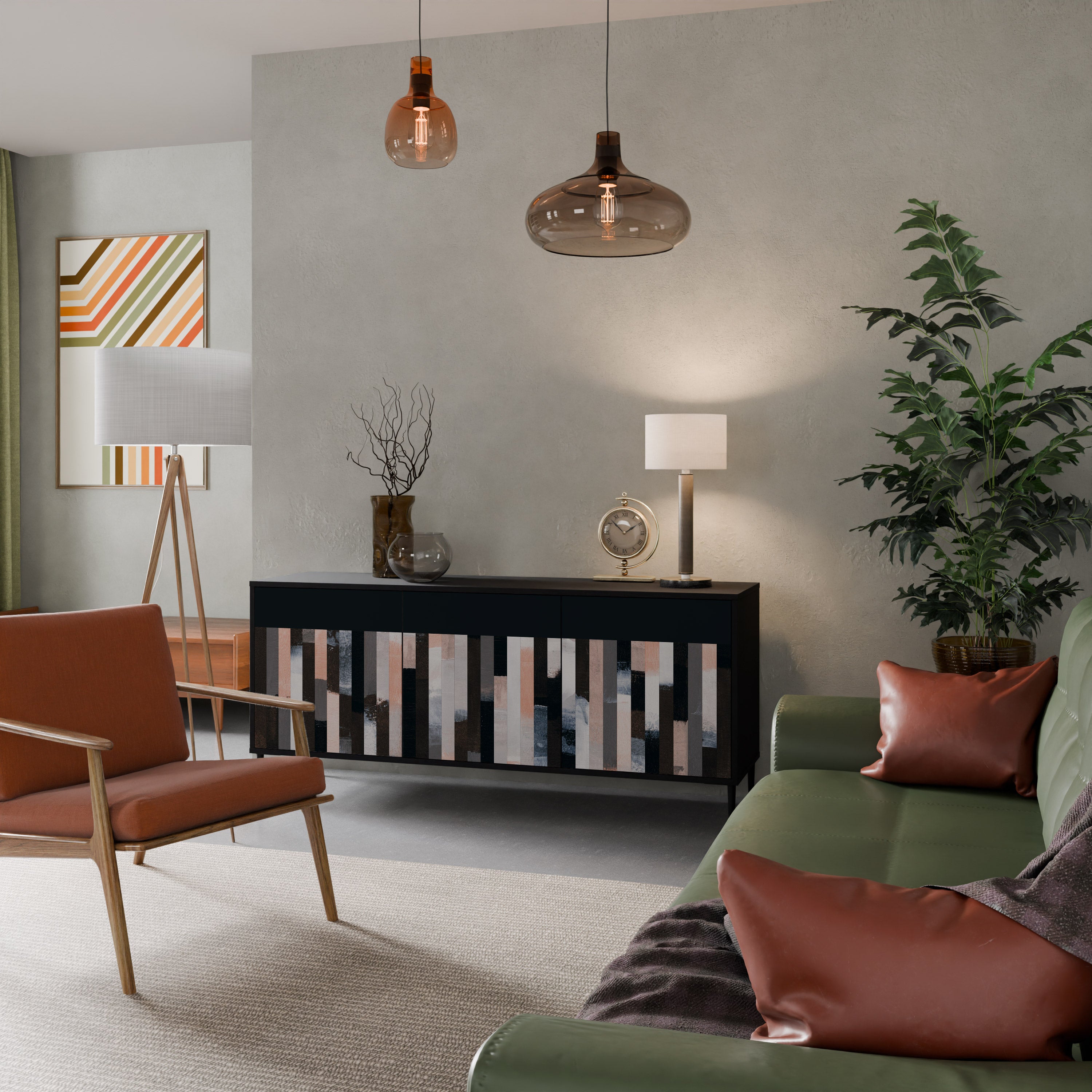 COLLAGE OF RECTANGLES 3-Door Sideboard