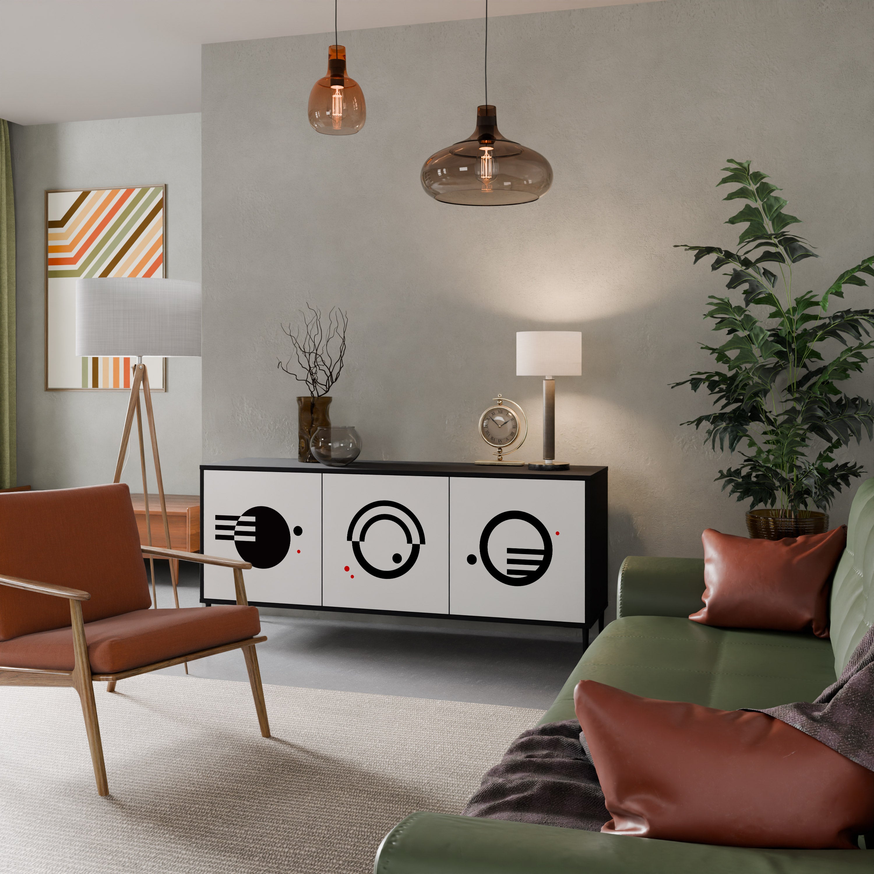 BLACK AND WHITE COMBINATION Třídveřová komoda