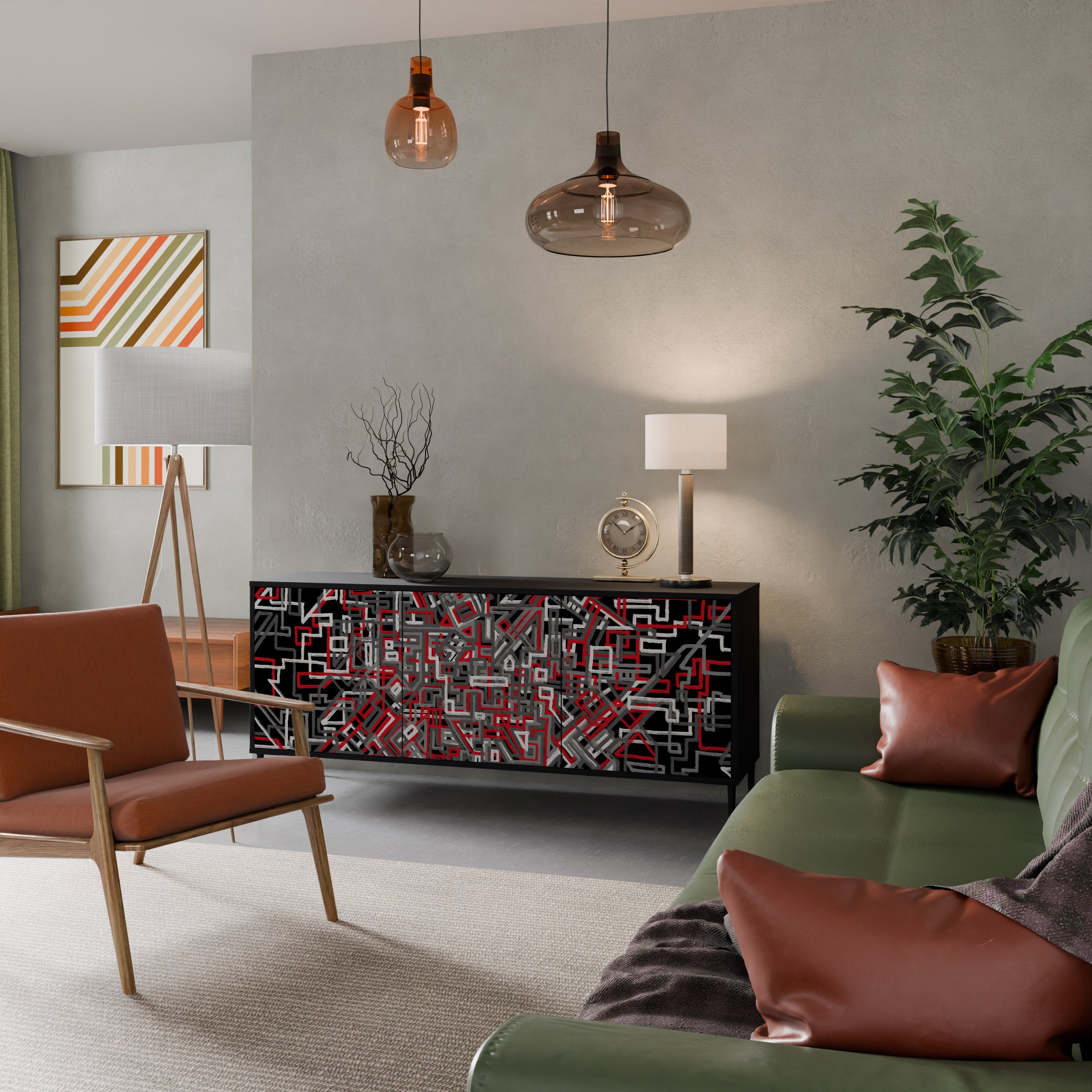 BROKEN LINES Třídveřová komoda