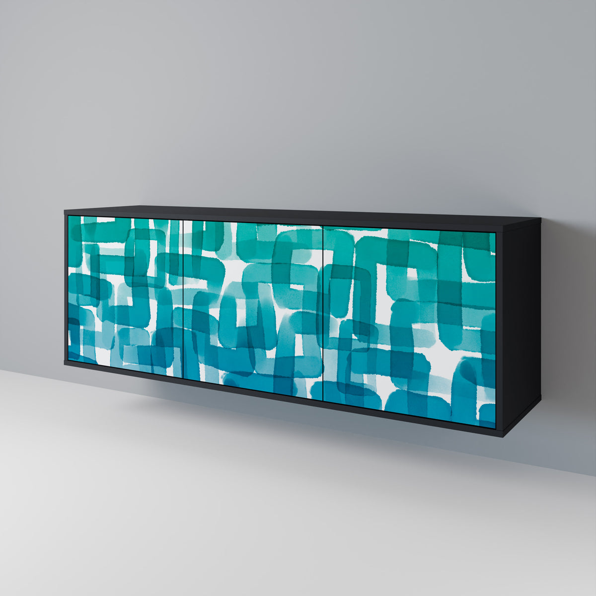 TURQUOISE RECTANGLES Třídveřová komoda