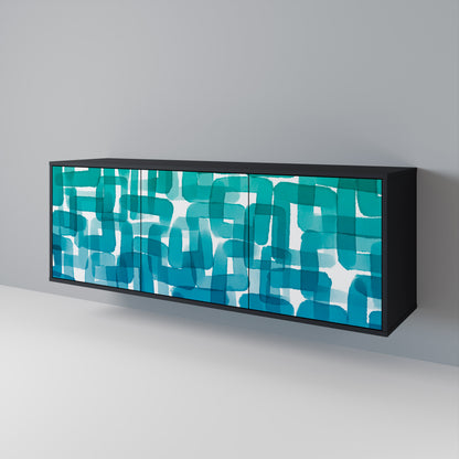 TURQUOISE RECTANGLES Třídveřová komoda