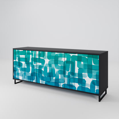 TURQUOISE RECTANGLES Třídveřová komoda