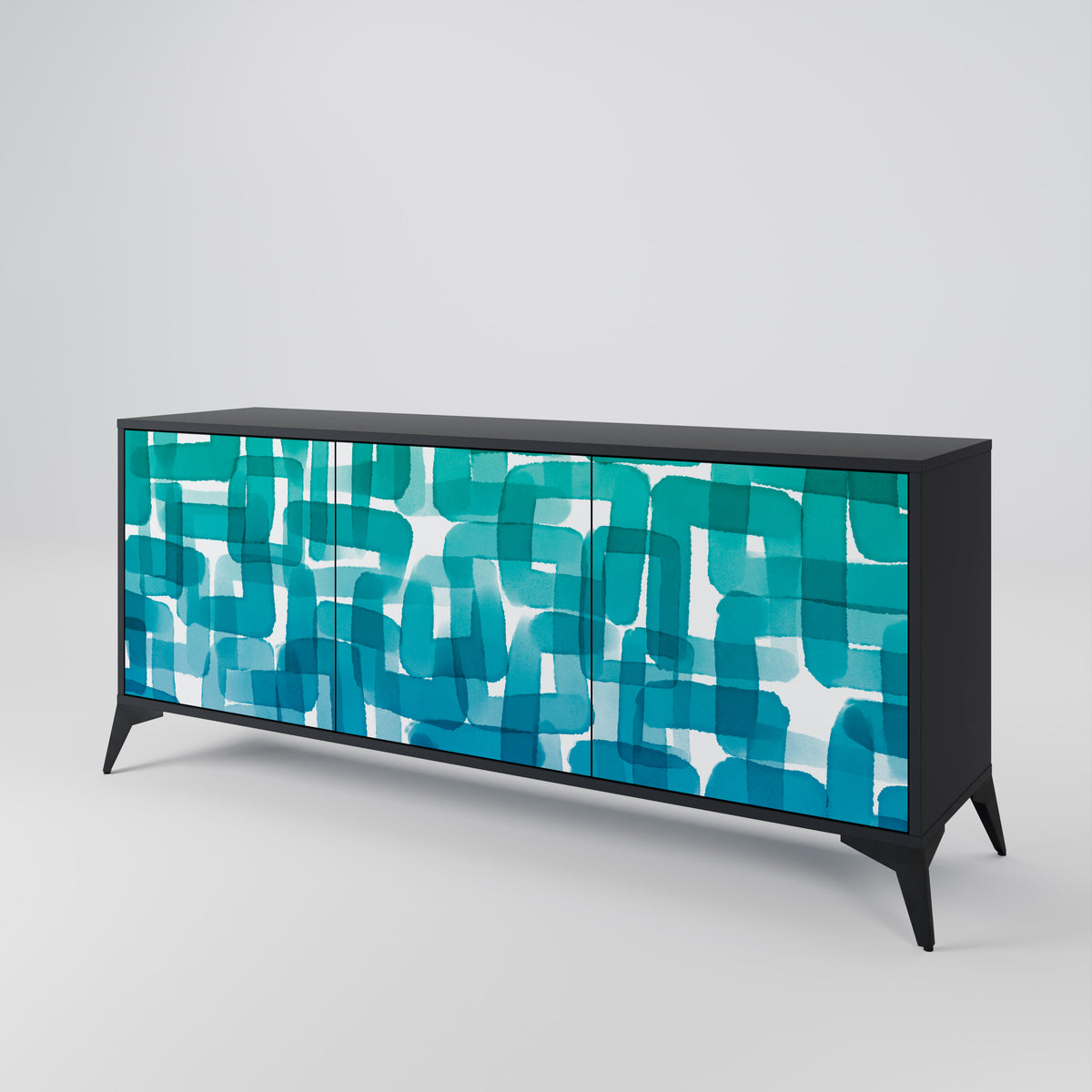 TURQUOISE RECTANGLES Třídveřová komoda