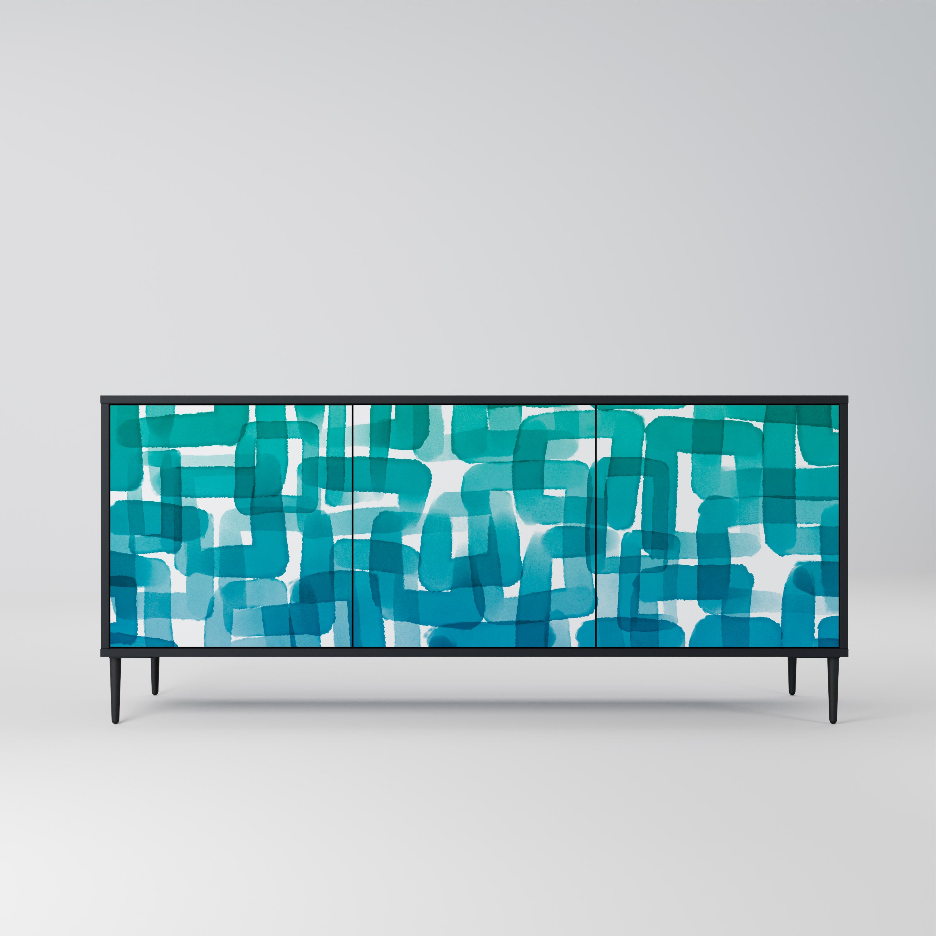 TURQUOISE RECTANGLES 3-Door Sideboard