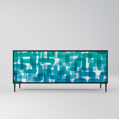 TURQUOISE RECTANGLES Třídveřová komoda