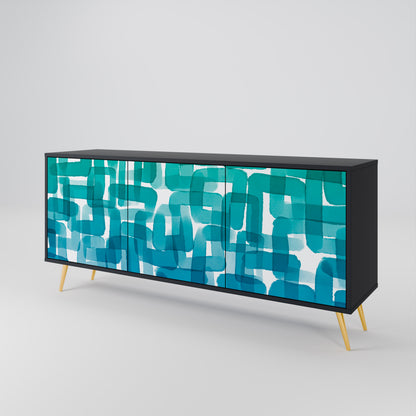 TURQUOISE RECTANGLES Třídveřová komoda