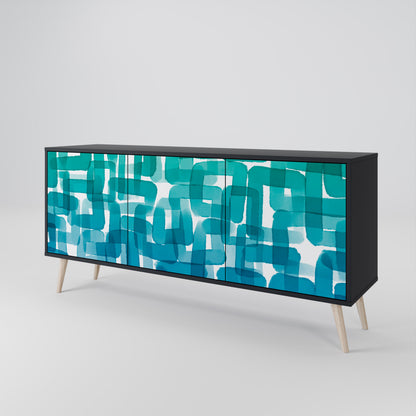 TURQUOISE RECTANGLES Třídveřová komoda