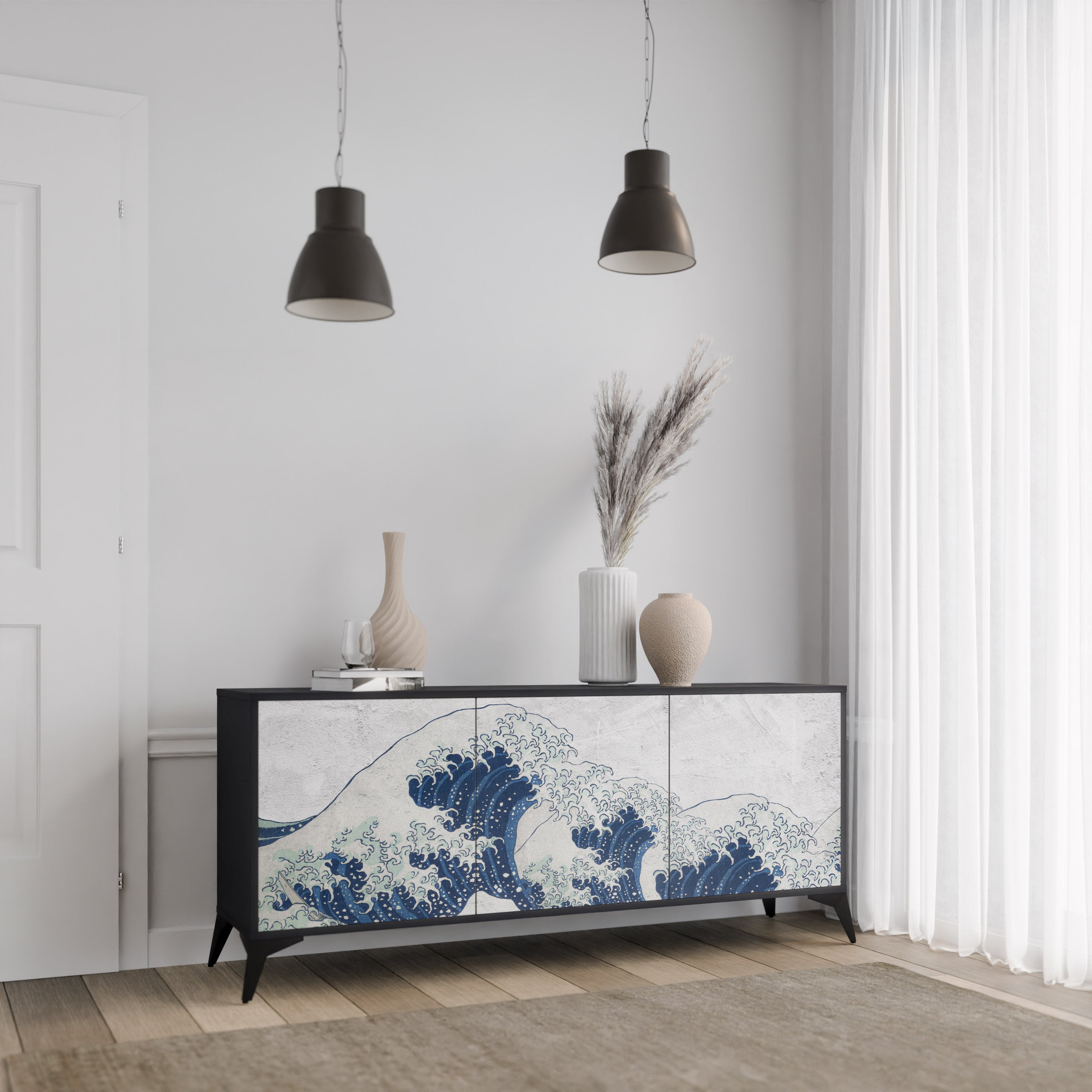 THE GREAT WAVE AT KANAGAWA 3-Door Sideboard