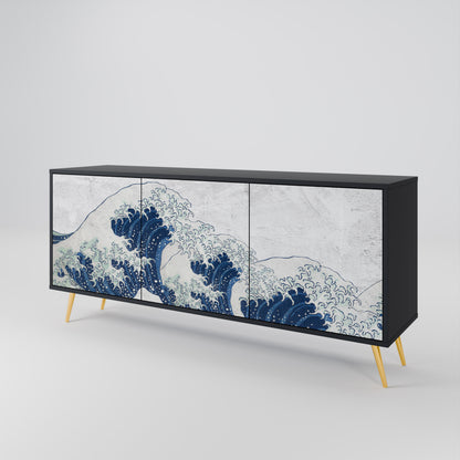 THE GREAT WAVE AT KANAGAWA Třídveřová komoda
