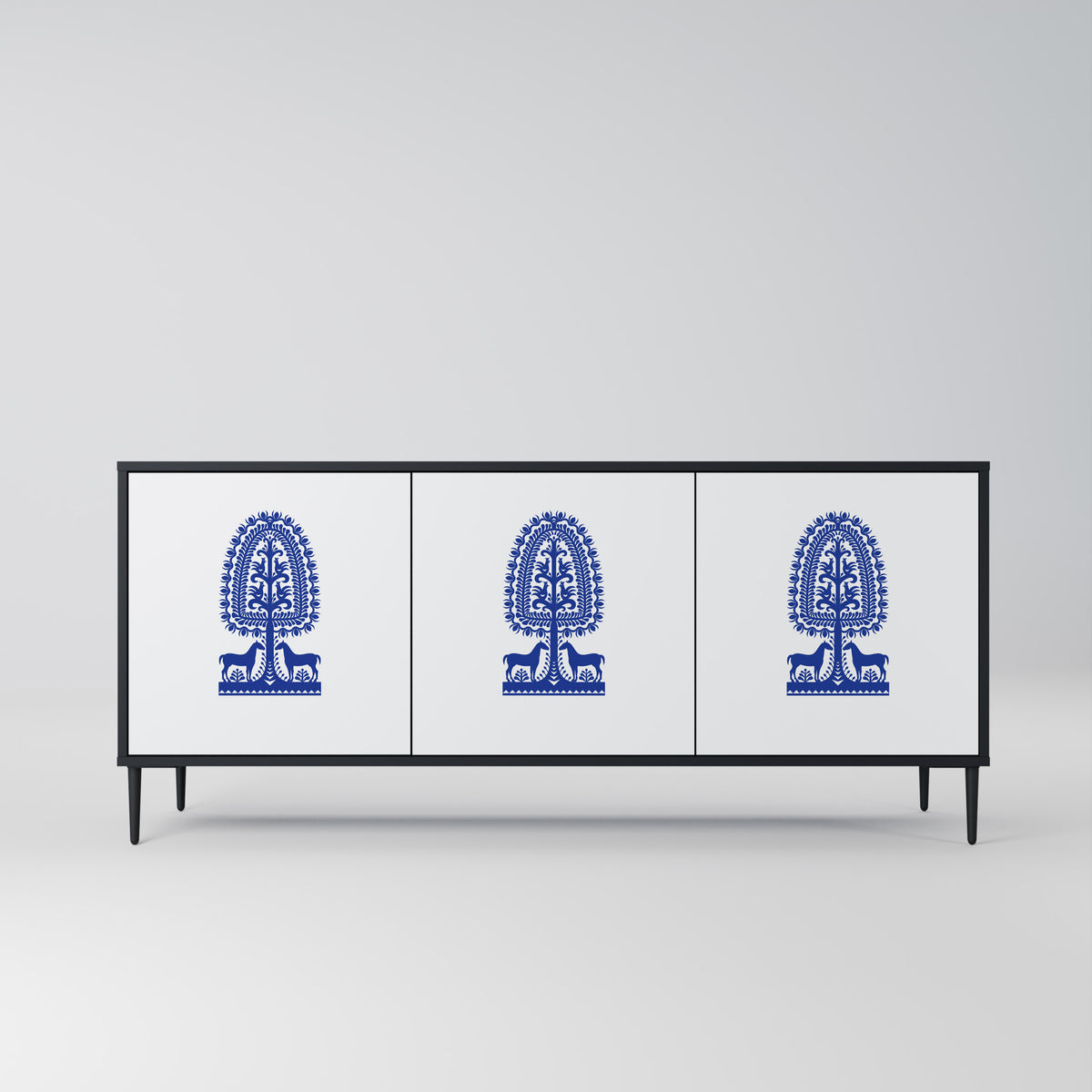POLISH FOLK ART Třídveřová komoda