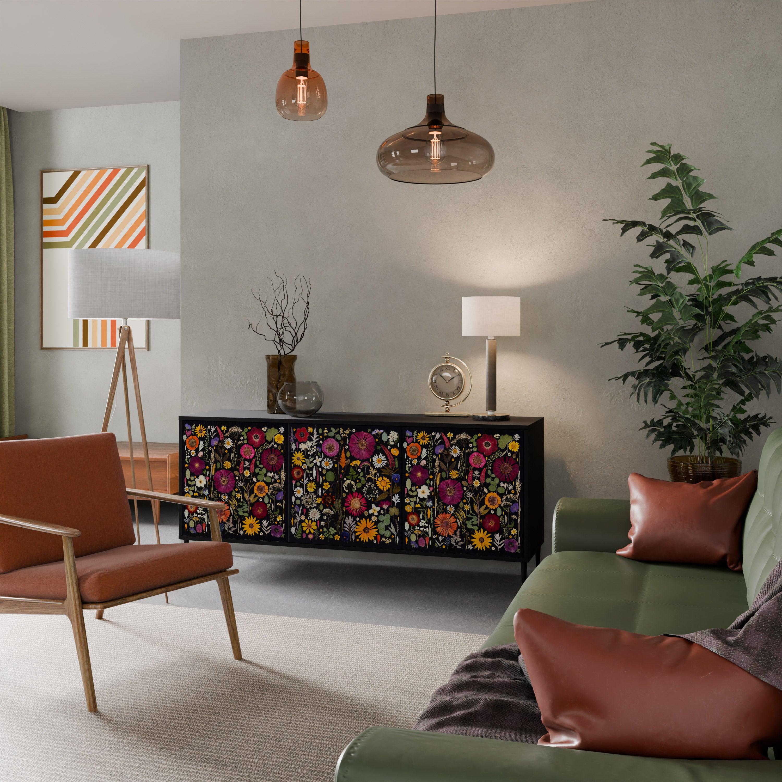 MIDNIGHT GARDEN Třídveřová komoda