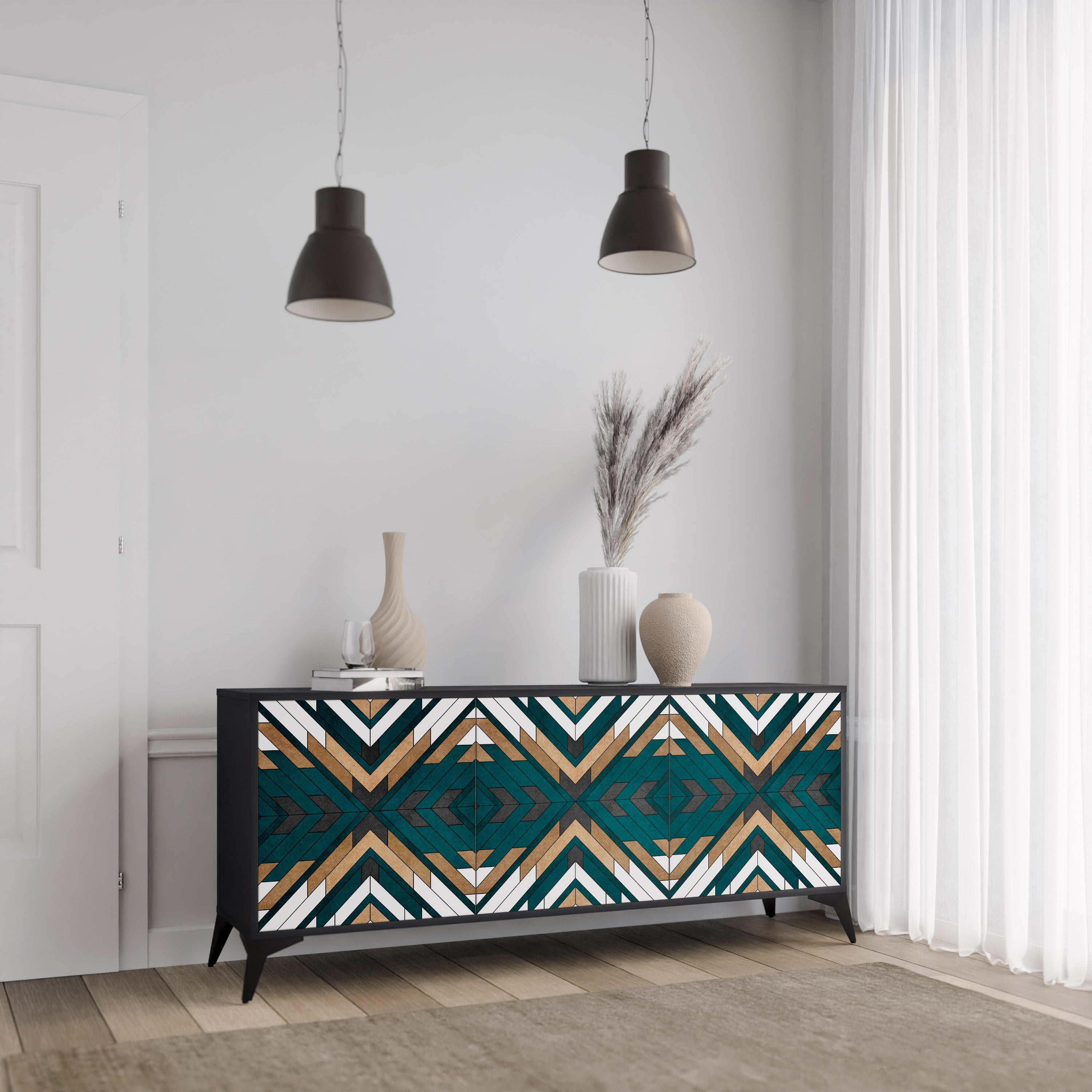 ARTISTIC GEOMETRY 3-Door Sideboard