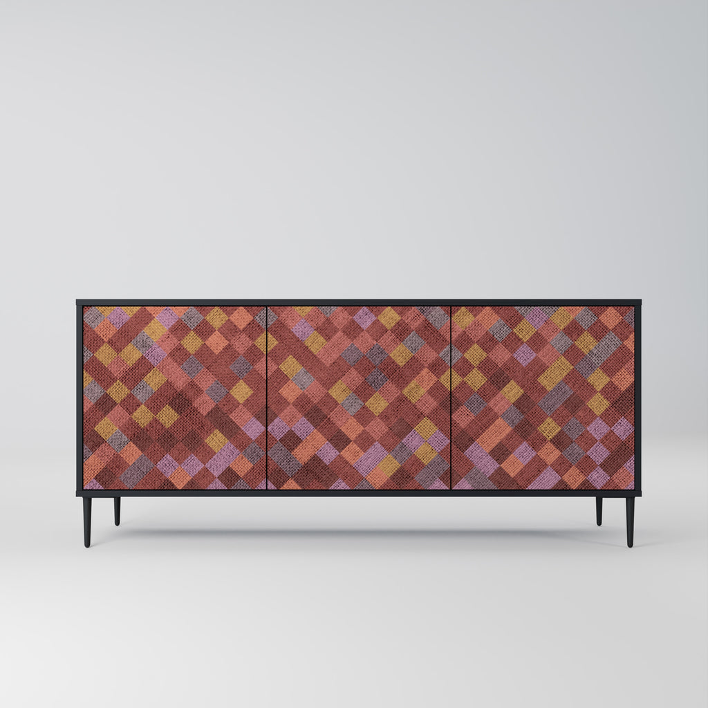 PAINTED SQUARES 3-Door Sideboard
