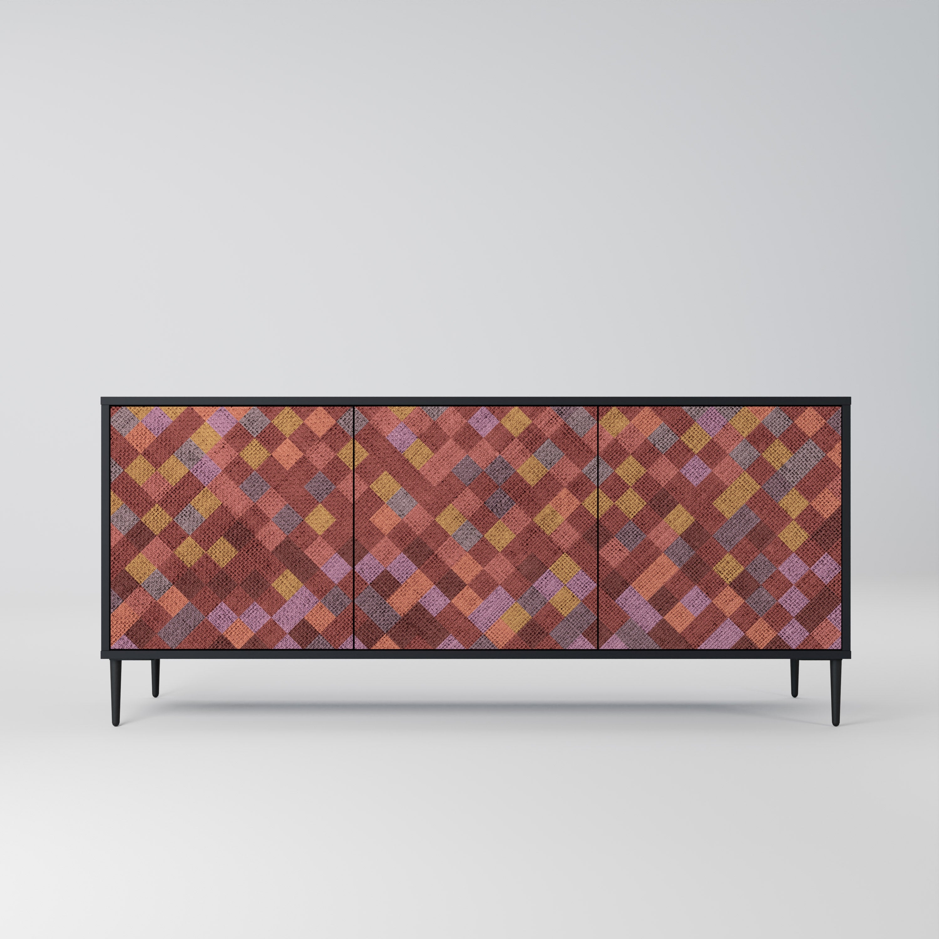 PAINTED SQUARES 3-Door Sideboard