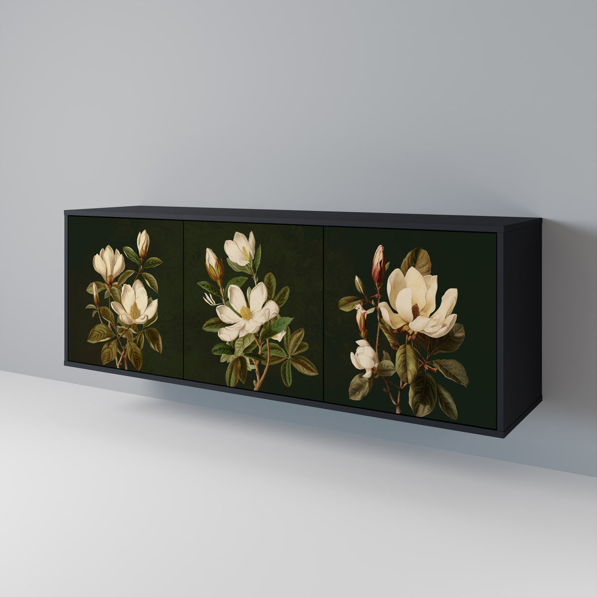 FLORAL NOIR Třídveřová komoda